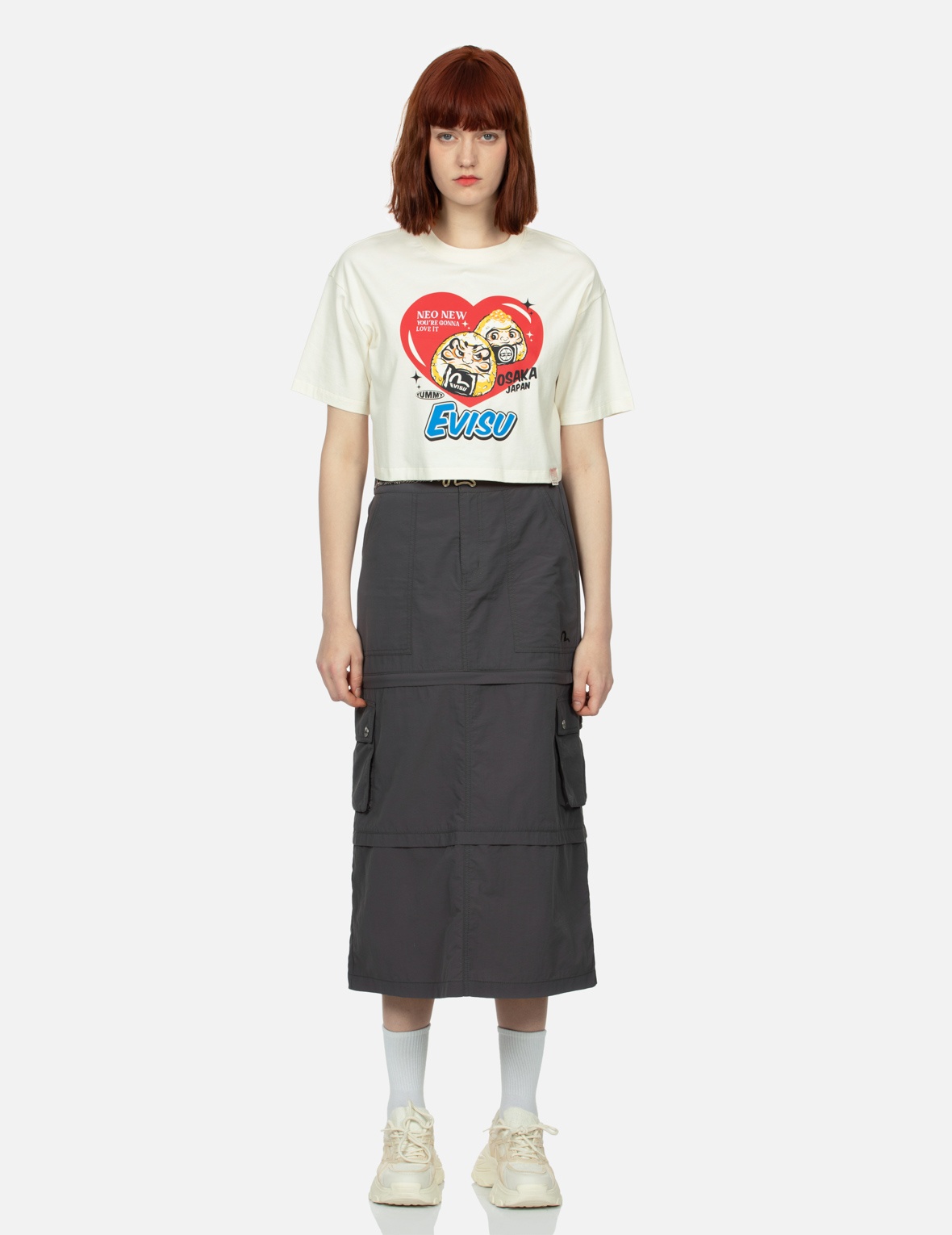 SEAGULL PRINT DETACHABLE FASHION FIT DENIM SKIRT - 5