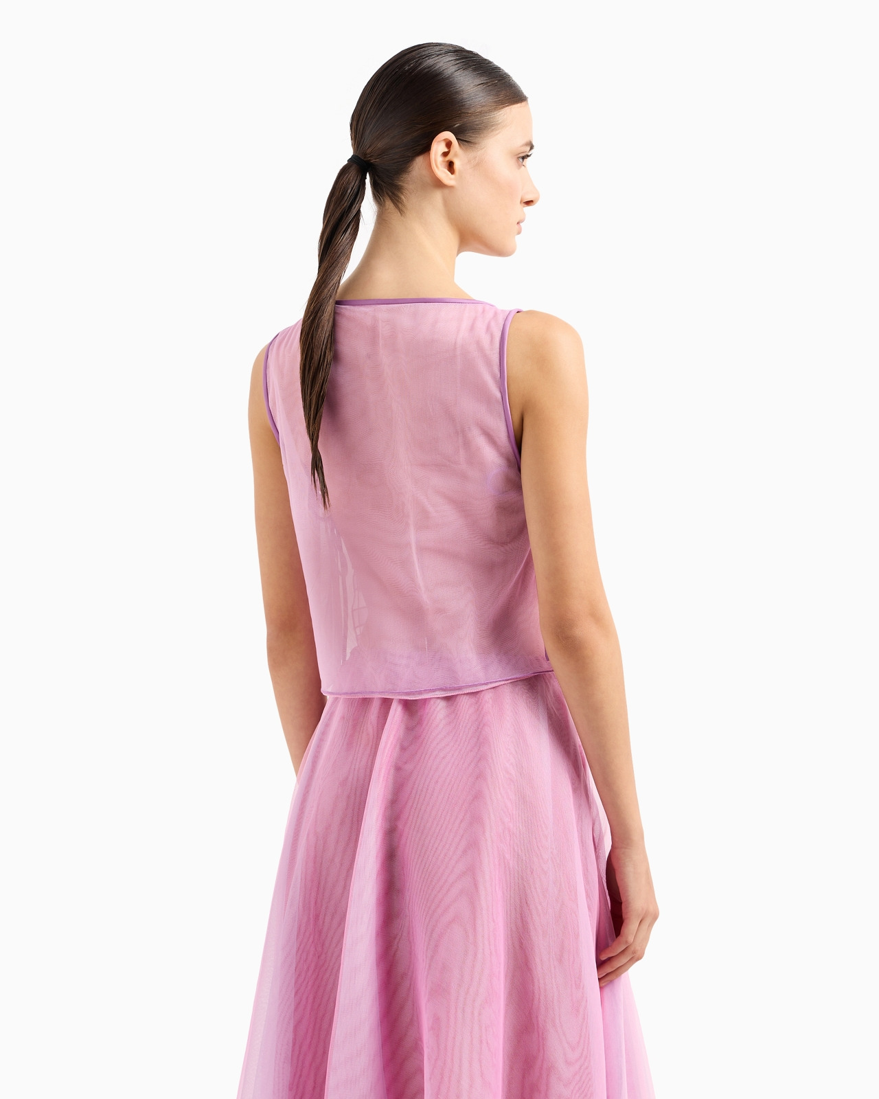 Silk organza top with embroidery and sequins in a sand dune motif - 3