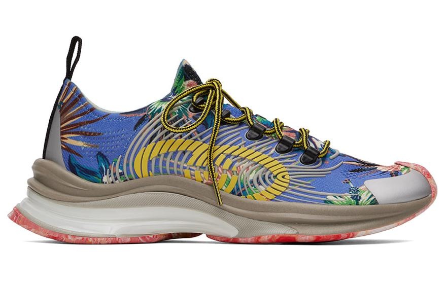 Gucci Marble and Floral Run Sneakers 'Blue Yellow White' 698561-UZI10-8470 - 2