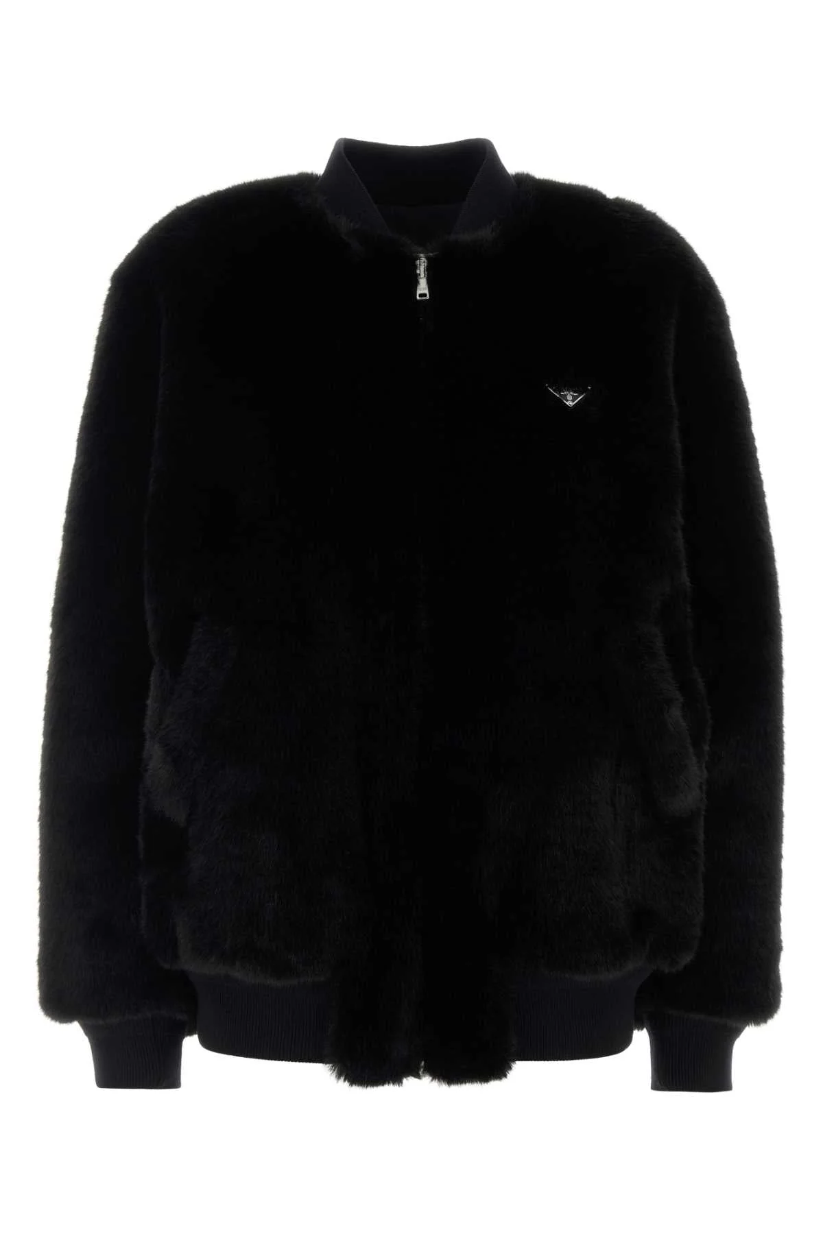 Prada Women Black Eco Fur Bomber Jacket - 1