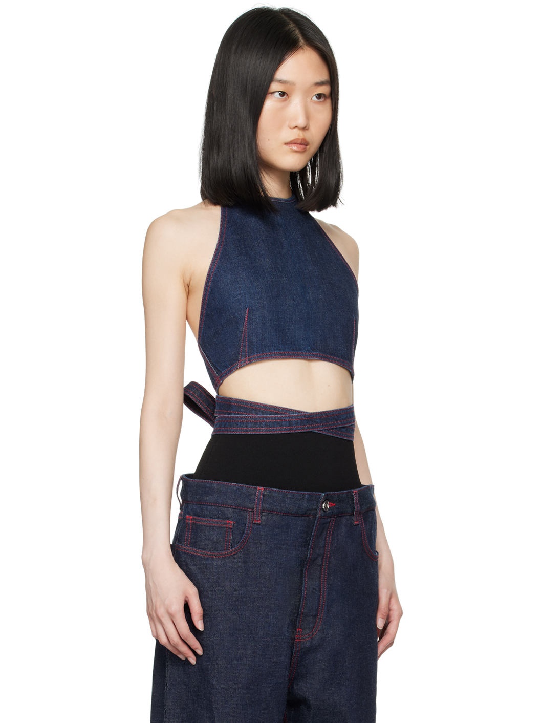 Blue Cross Over Denim Tank Top - 2