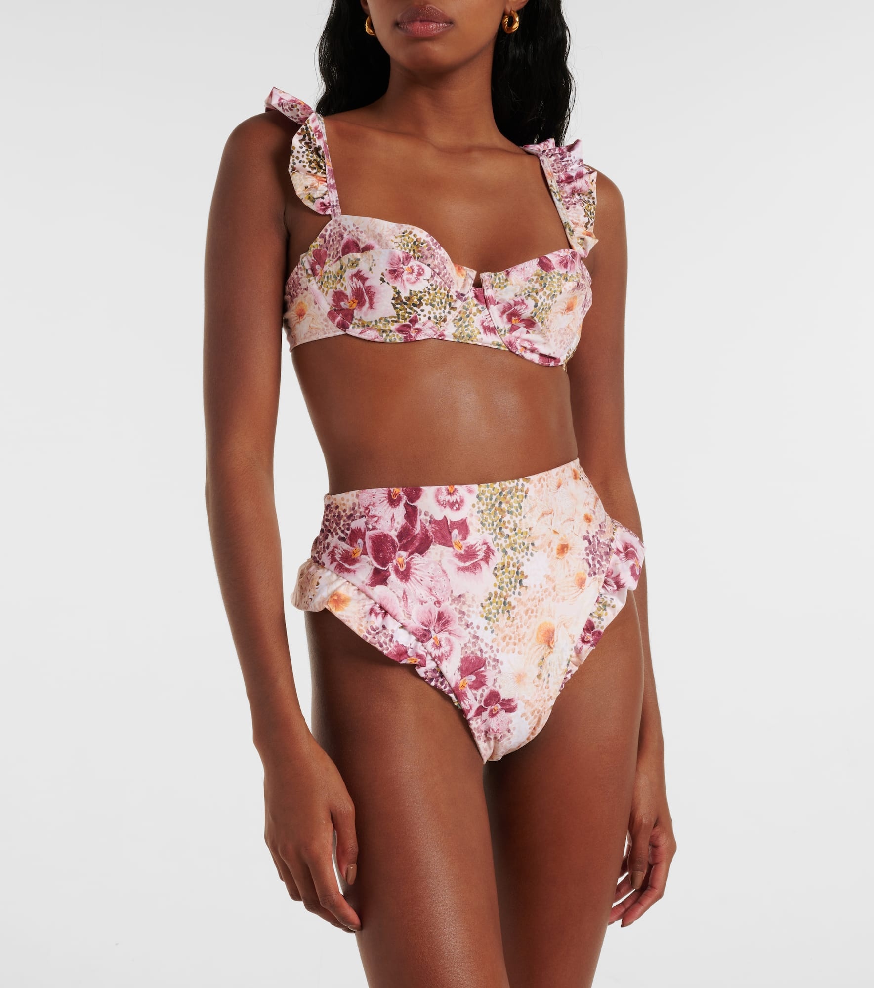 Kiwi ruffled floral bikini top - 2