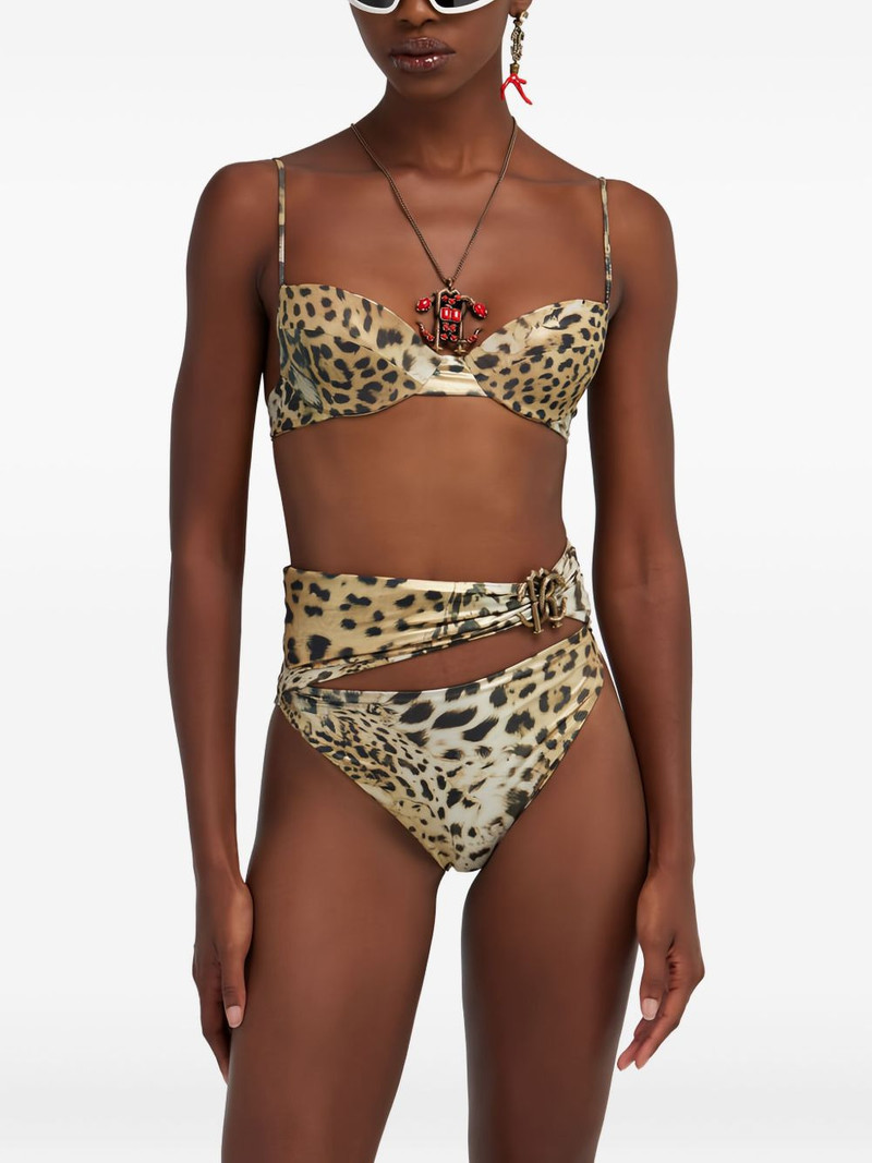 Roberto Cavalli leopard-print triangle bikini top outlook