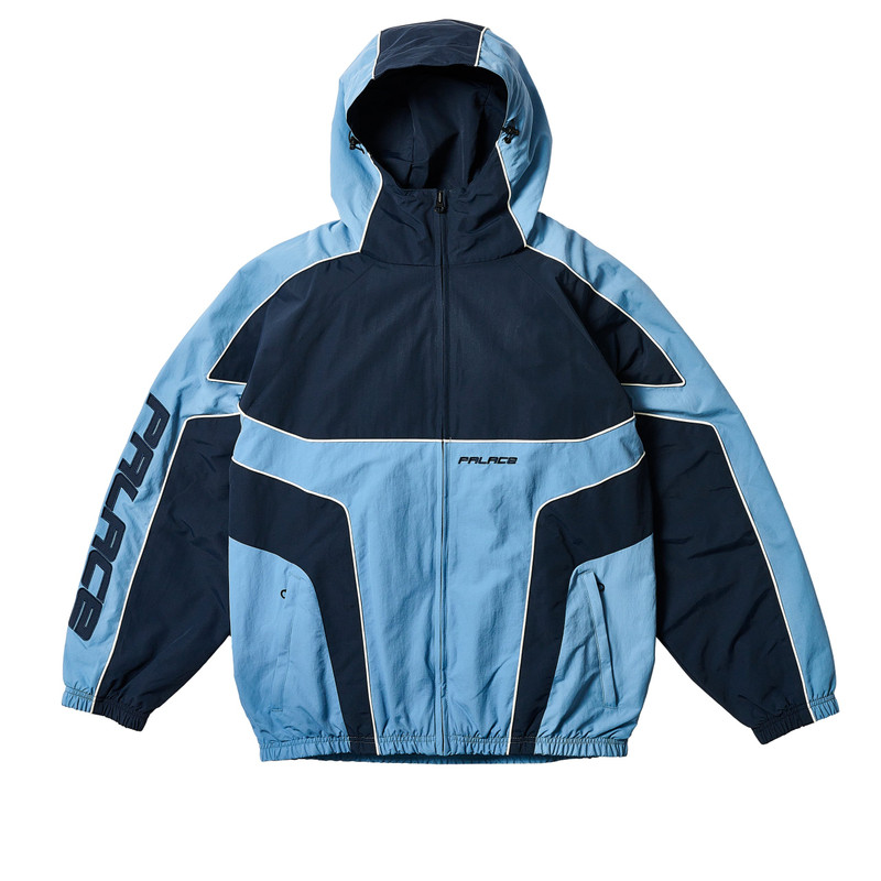 PIPED HOODED SHELL JACKET BLUE - 1
