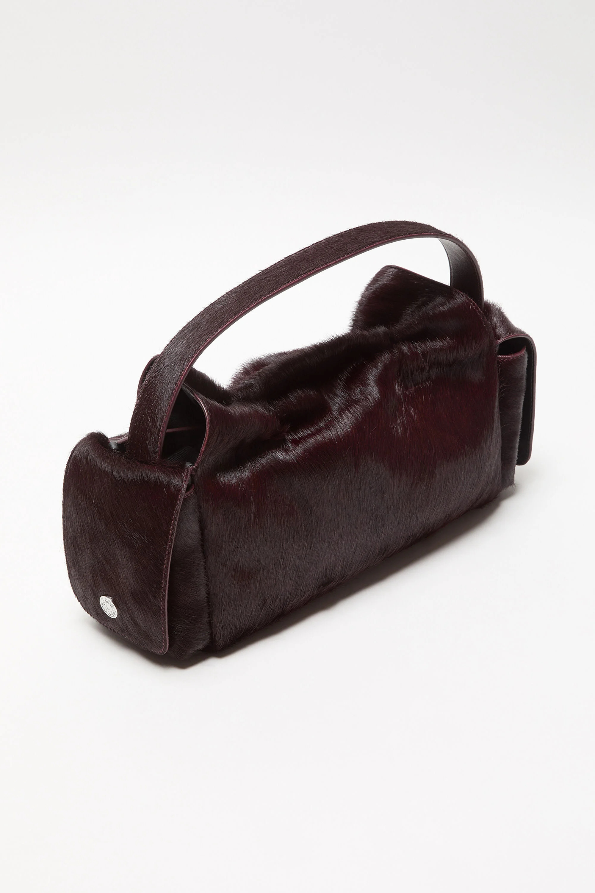 Multipocket furry leather bag - Dark burgundy - 3