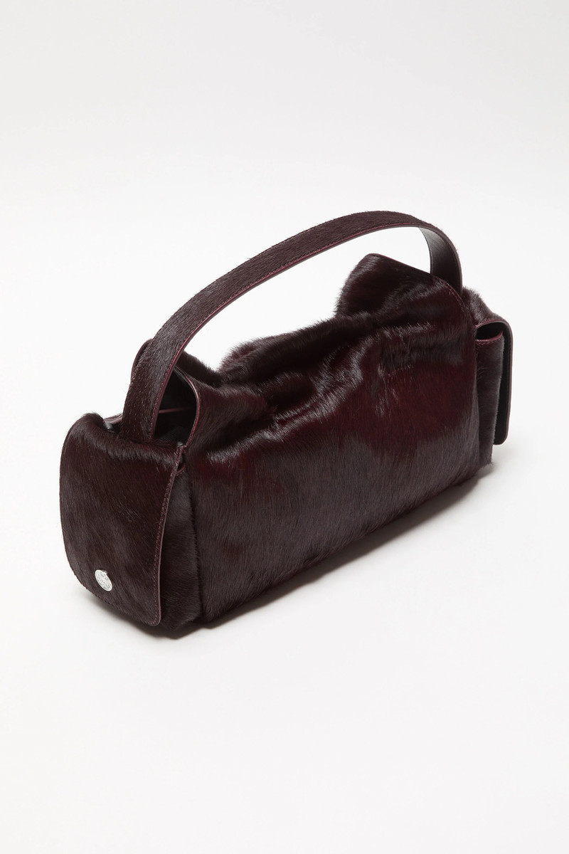 Multipocket furry leather bag - Dark burgundy 3