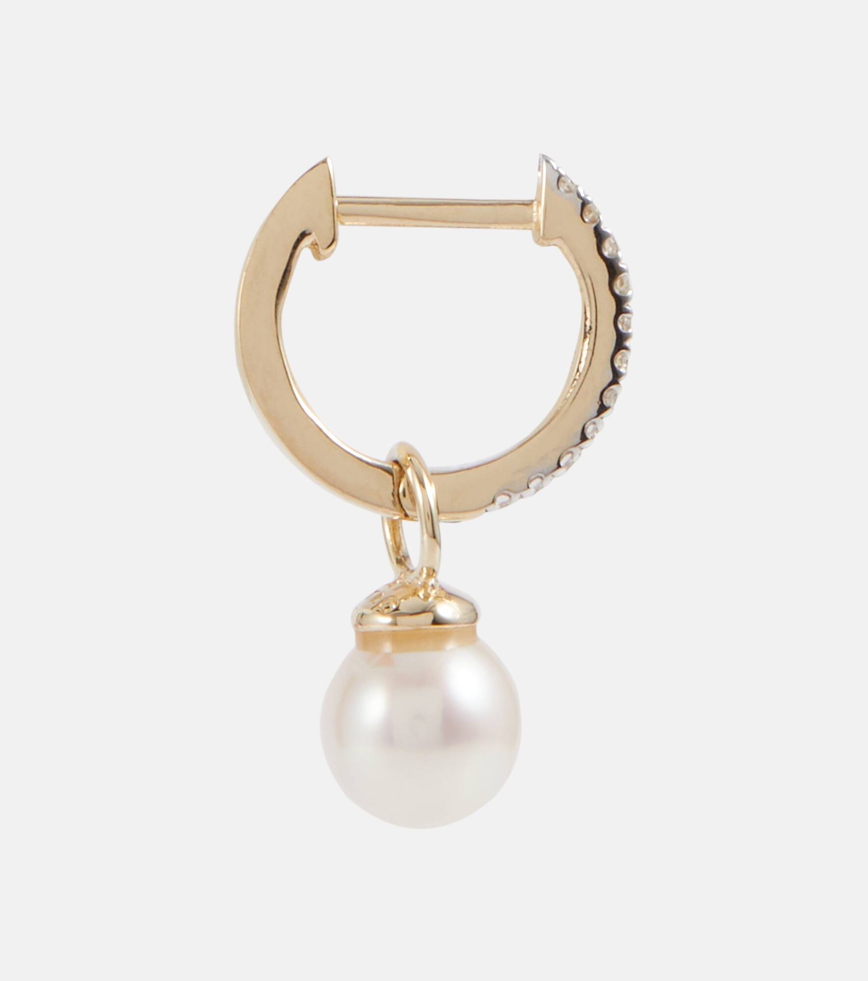 14kt gold earrings with diamonds and detachable pearls - 4