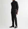 Slim-Fit Leather-Trimmed Suede Blazer - 8