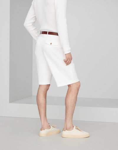 Brunello Cucinelli Garment-dyed basic fit Bermuda shorts in twisted cotton gabardine outlook