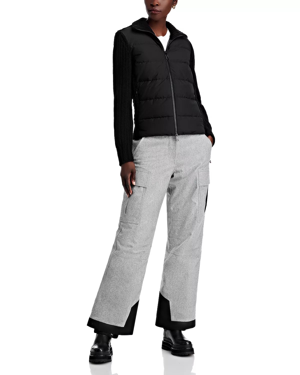 Mixed Media Wool & Cashmere Zip Up Cardigan - 2