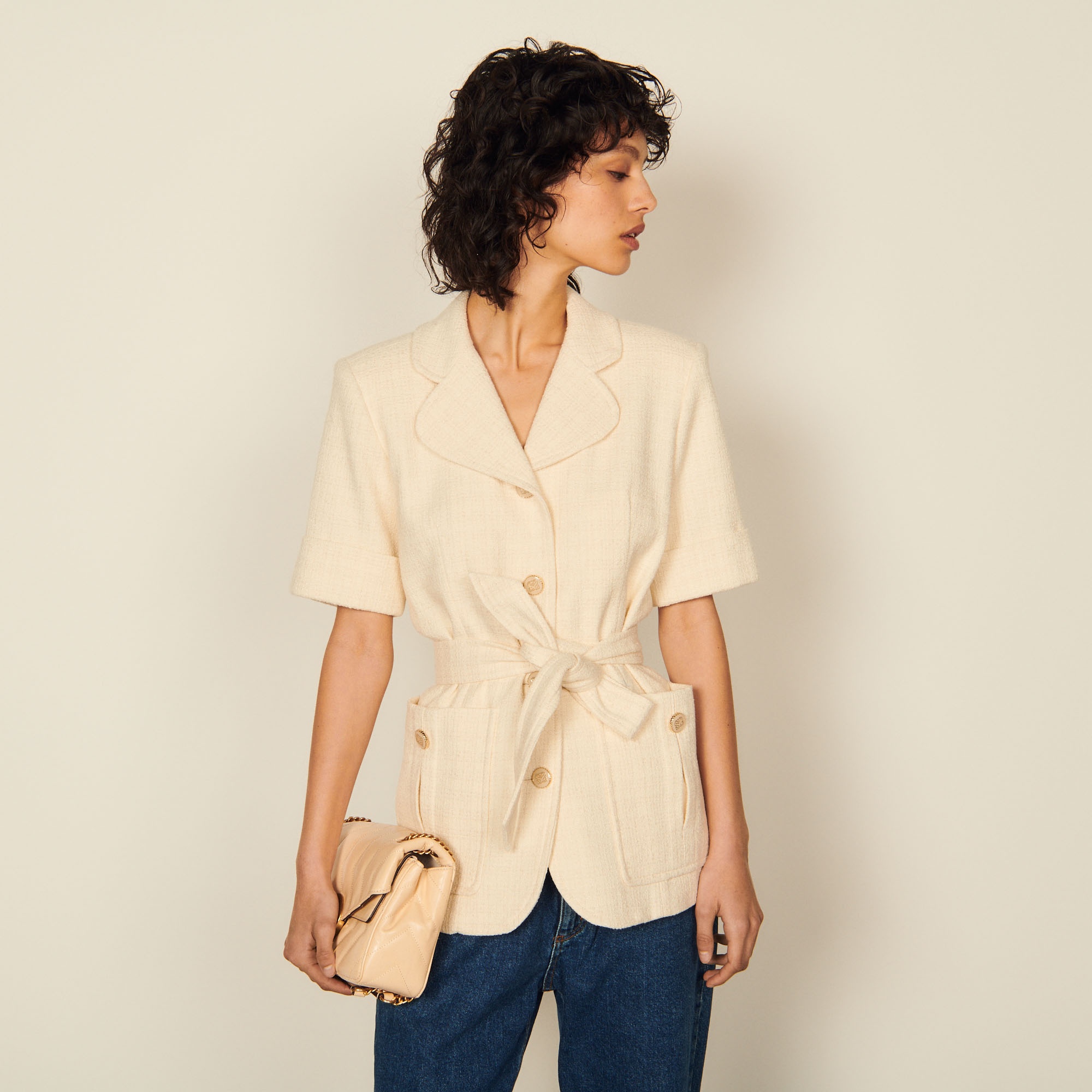 Short-sleeved tweed jacket - 2