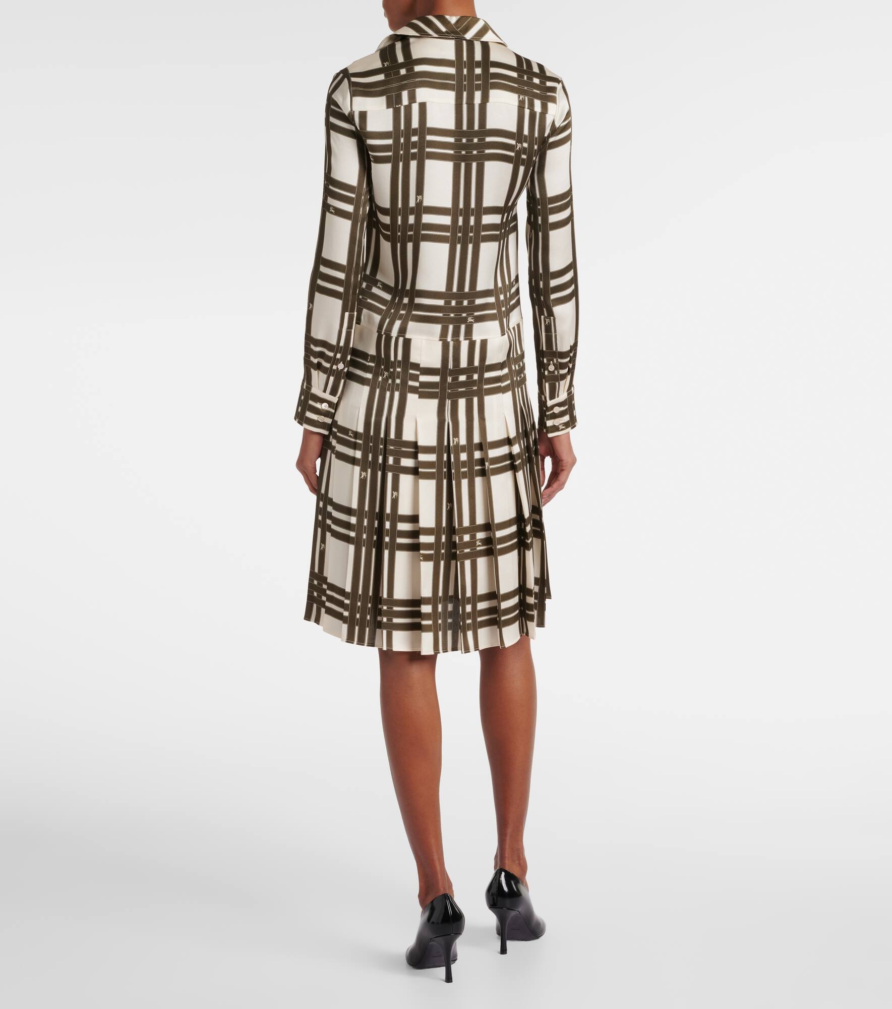 Ribbon Check silk shirt dress - 3