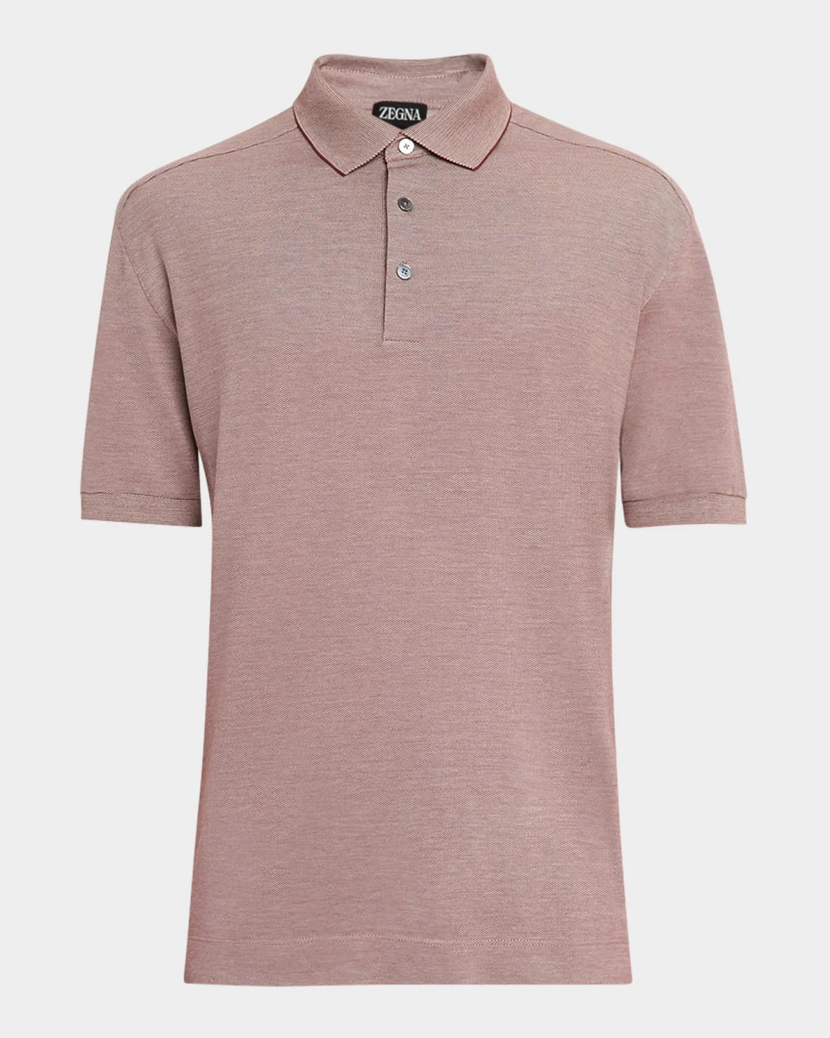 Men's Cotton and Silk Tipped Polo Shirt - 1