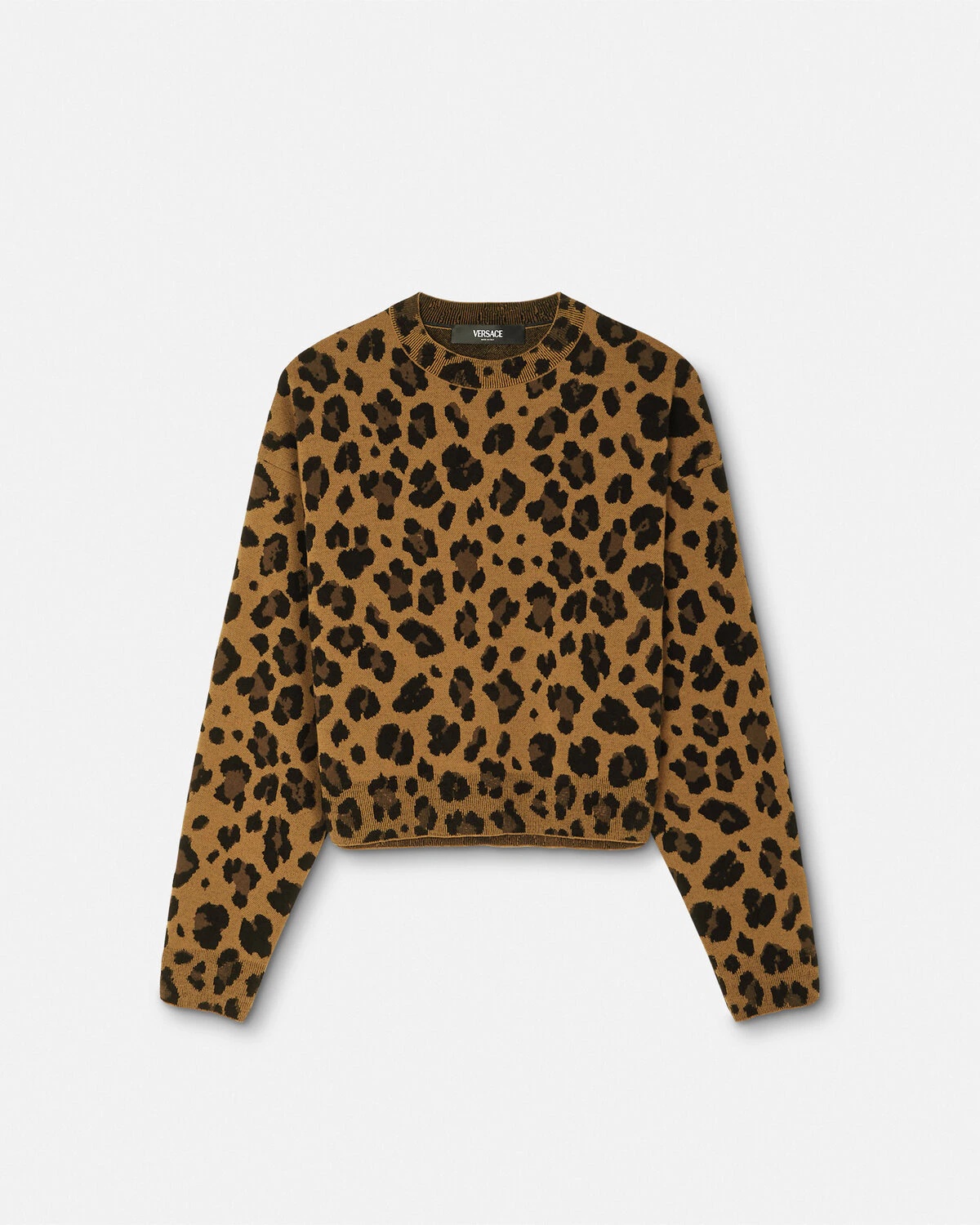 Leopard Jacquard Knit Oversized Sweater - 1