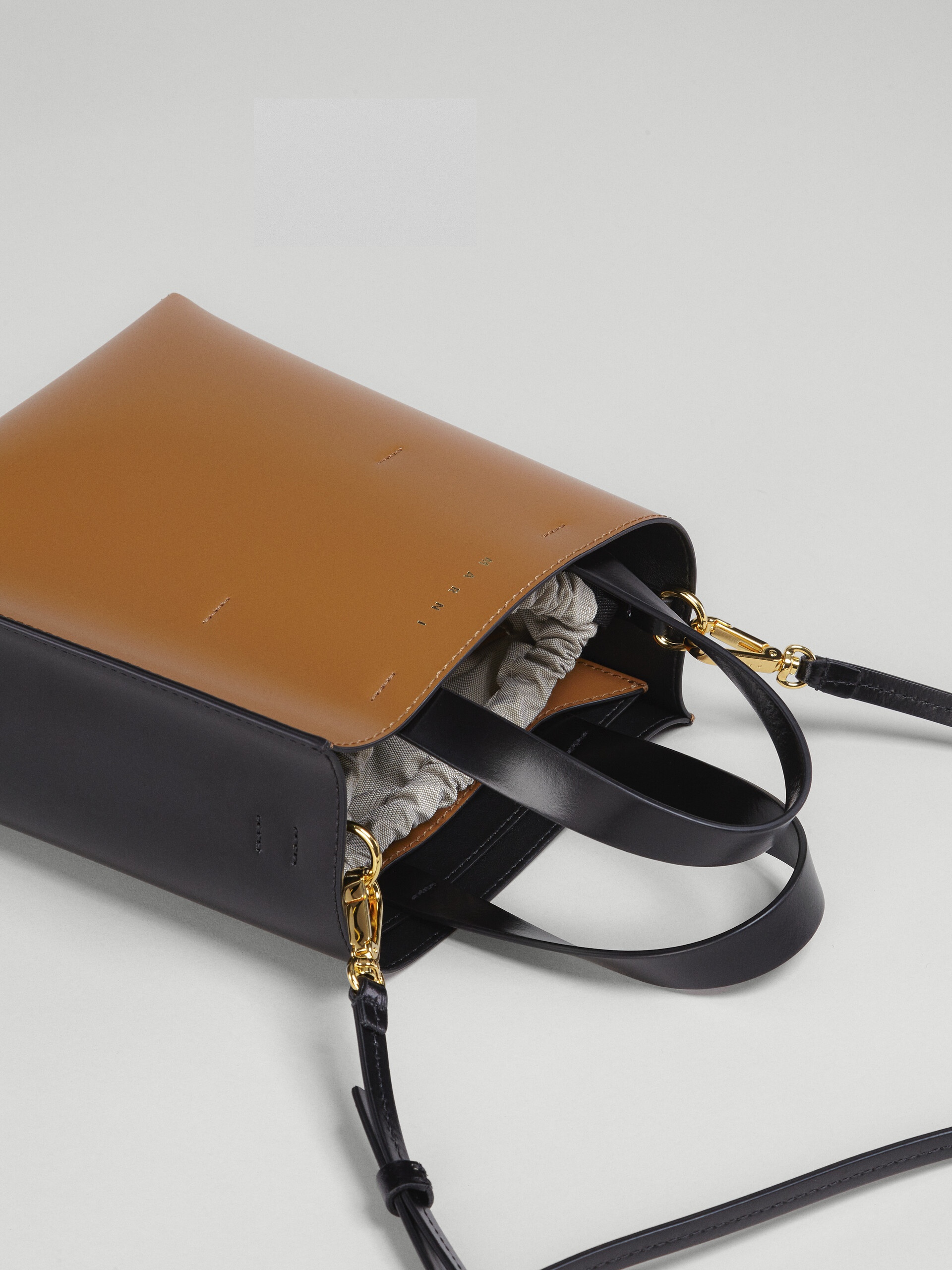 MUSEO MINI BAG IN BROWN AND BLACK LEATHER - 4