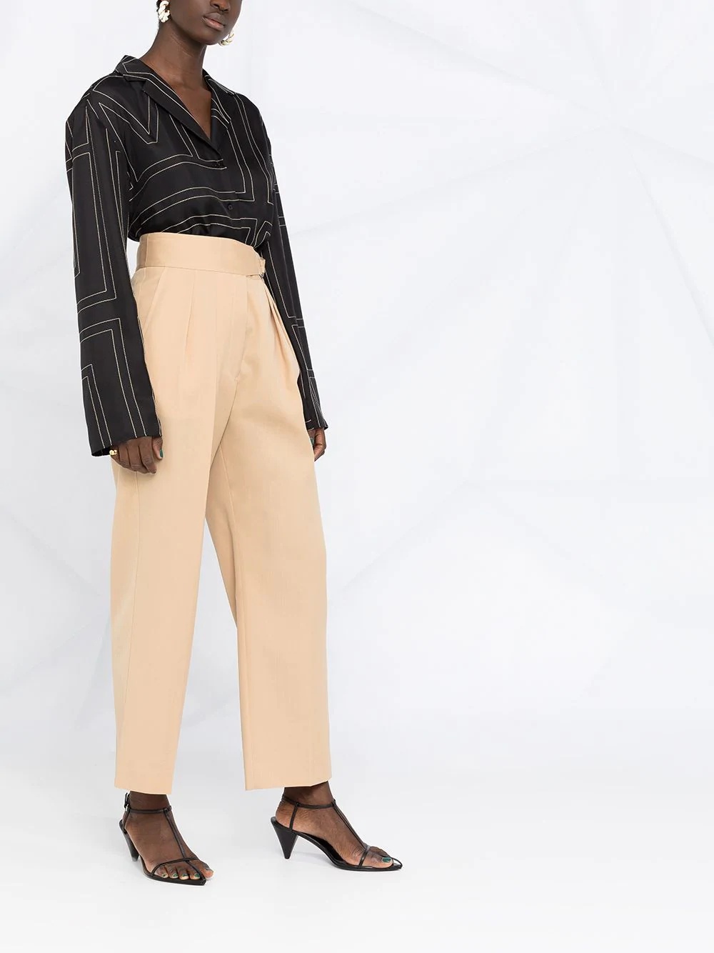 high-waist belted trousers - 5