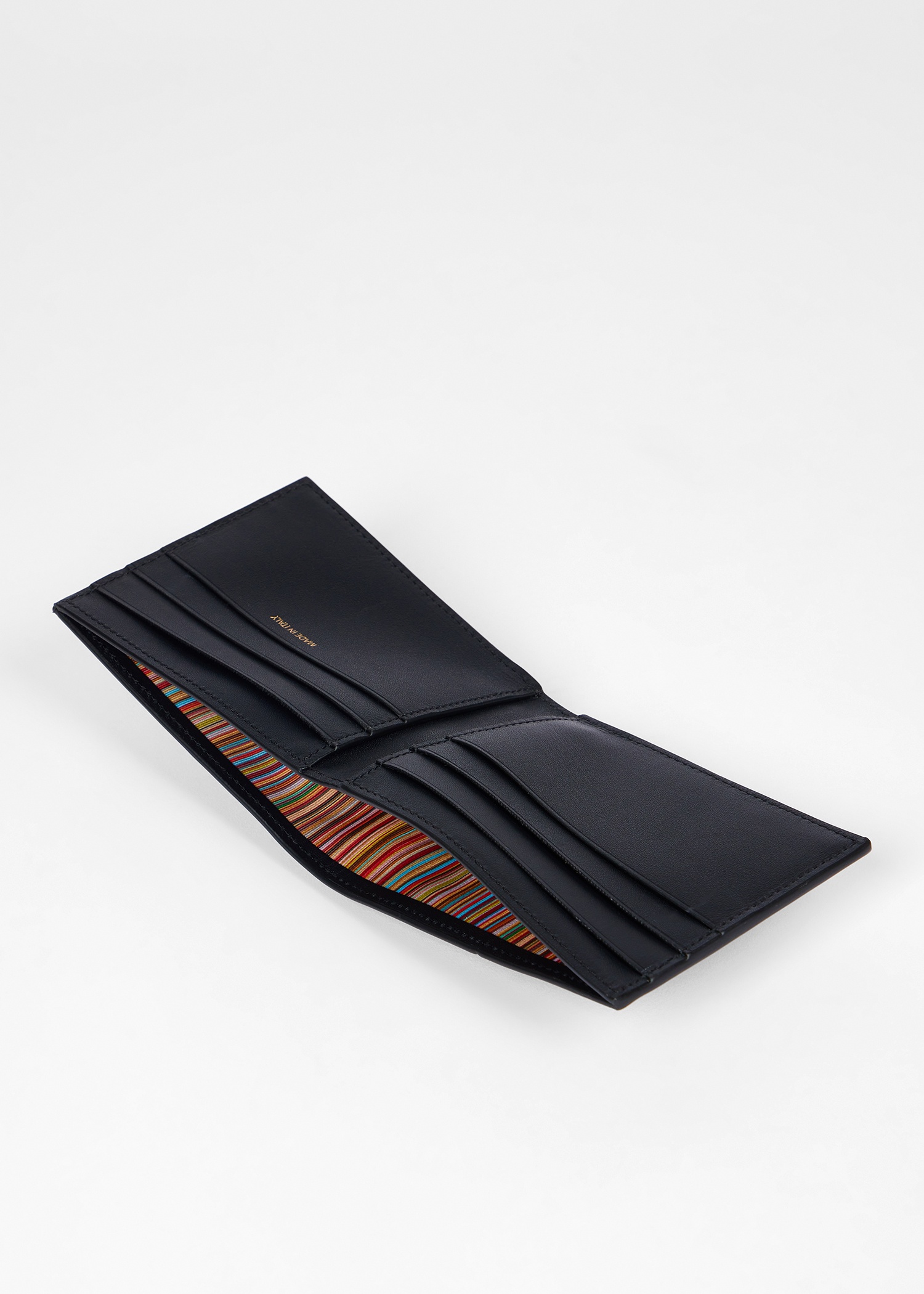 Black Panelled Leather Compact Billfold Wallet - 4