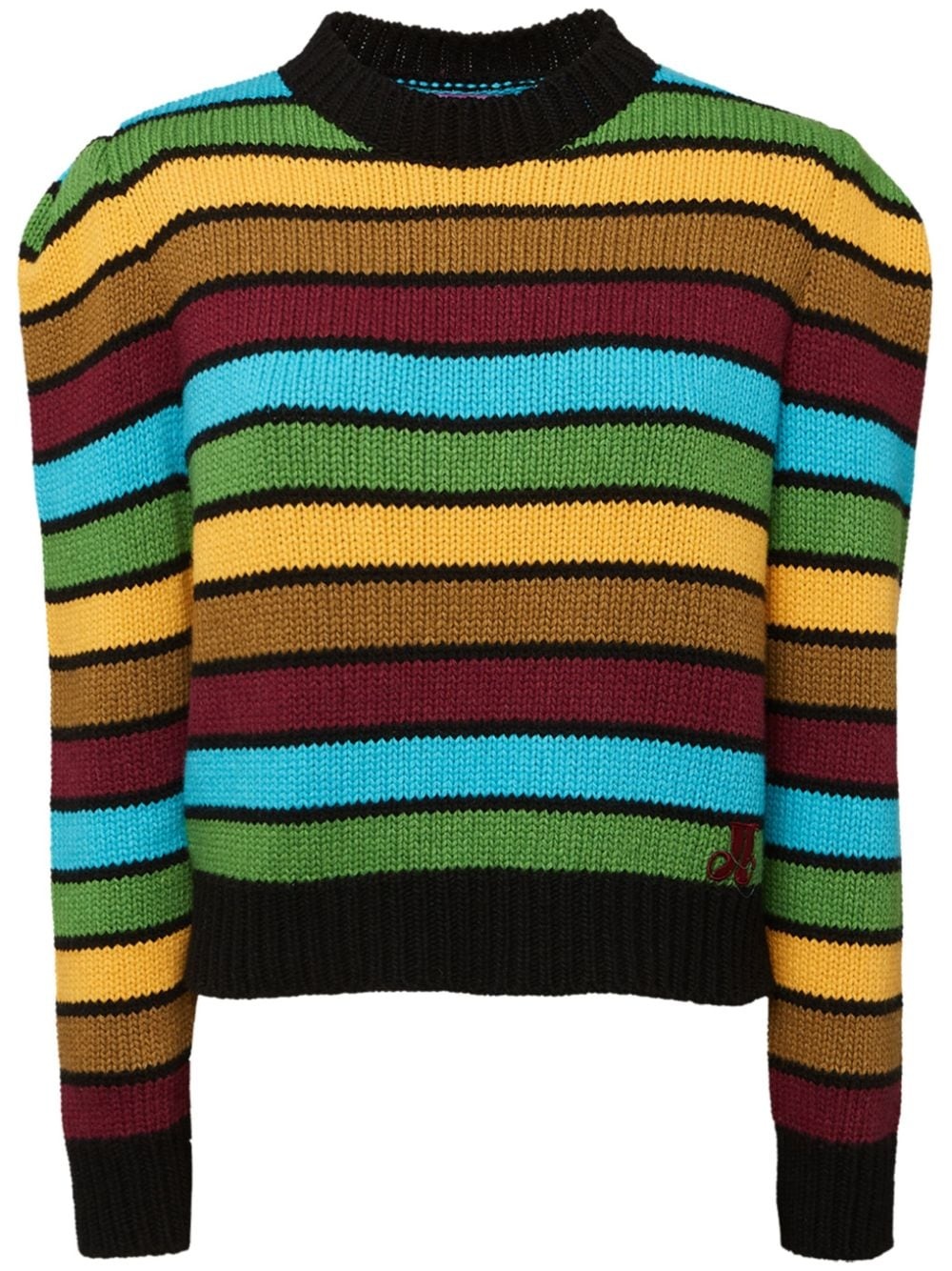 stripe-pattern knitted jumper - 1
