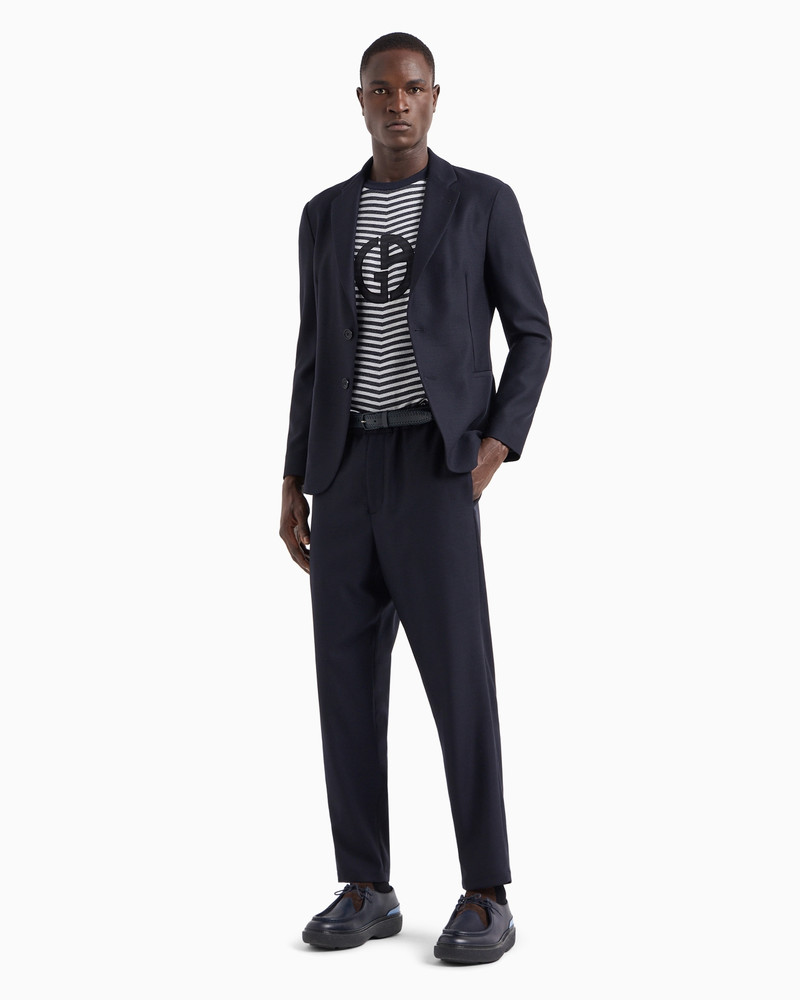 GIORGIO ARMANI Chevron jacquard stretch viscose crew-neck T-shirt outlook