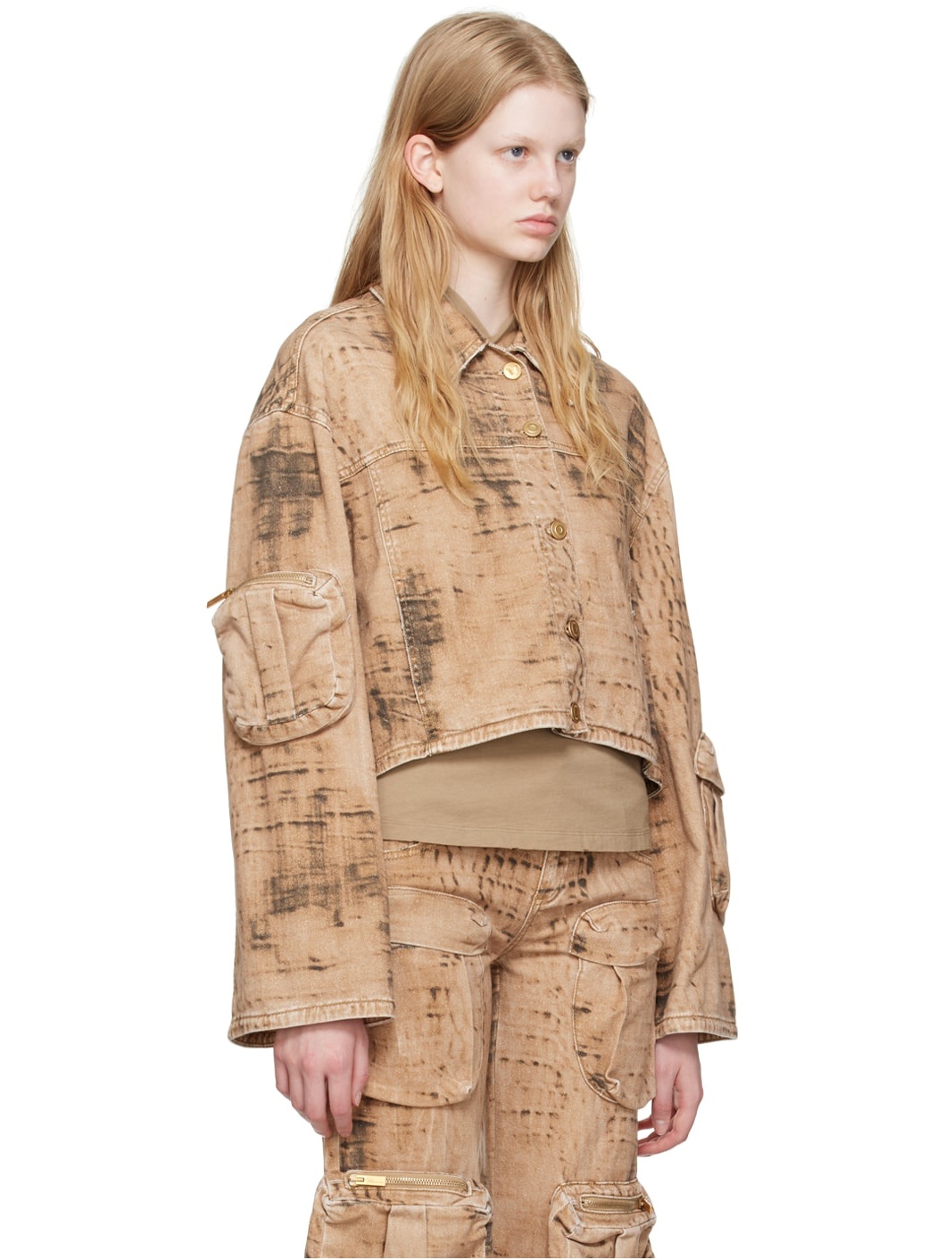 Tan Camouflage Denim Jacket - 2