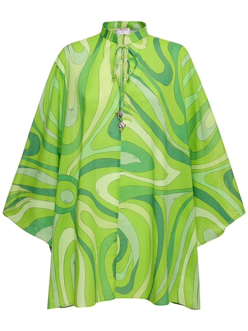 Marmo printed voile mini kaftan dress - 1