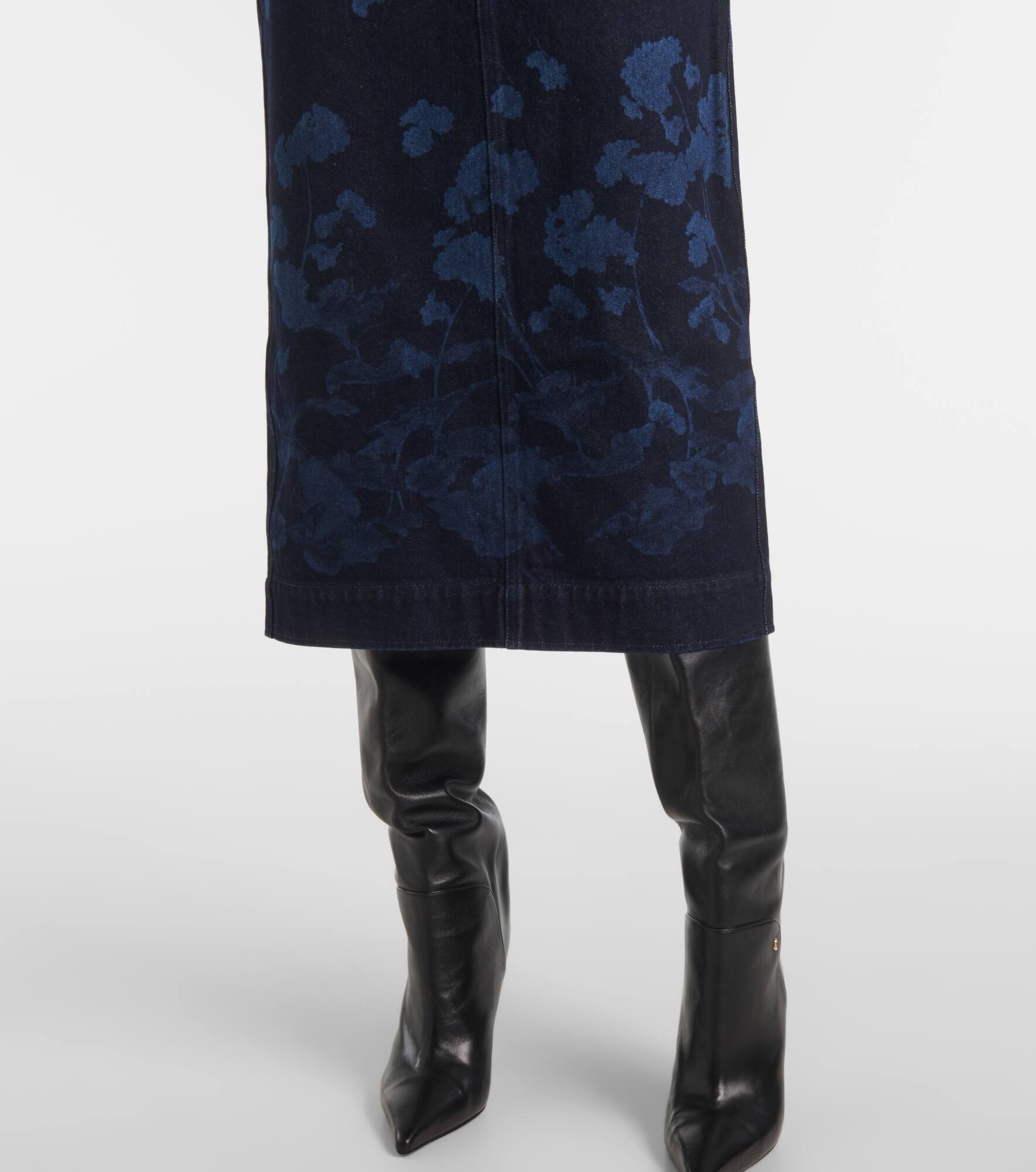 Floral denim midi dress - 5