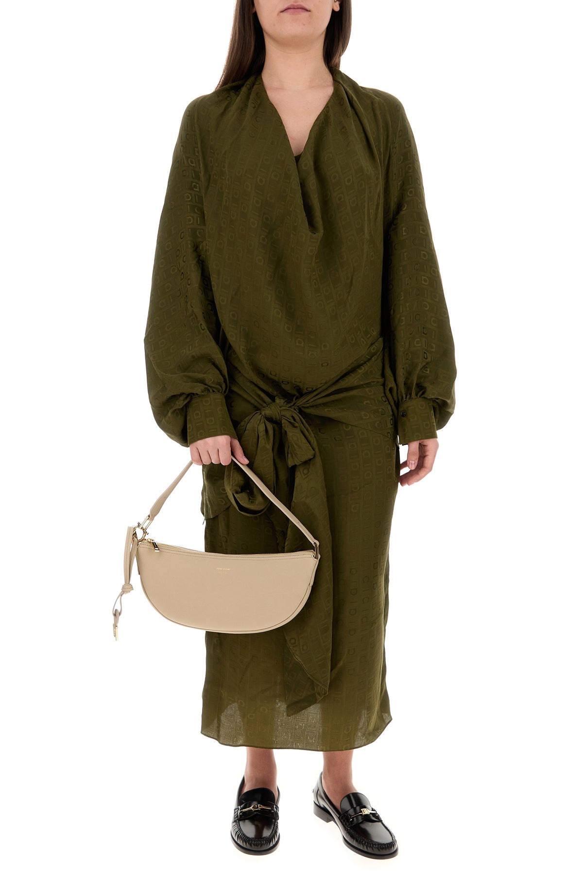 ワンピース SALVATORE FERRAGAMO OLIVE GREEN SILK DRESS Ferragamo Olive Green Silk Dress | italist
