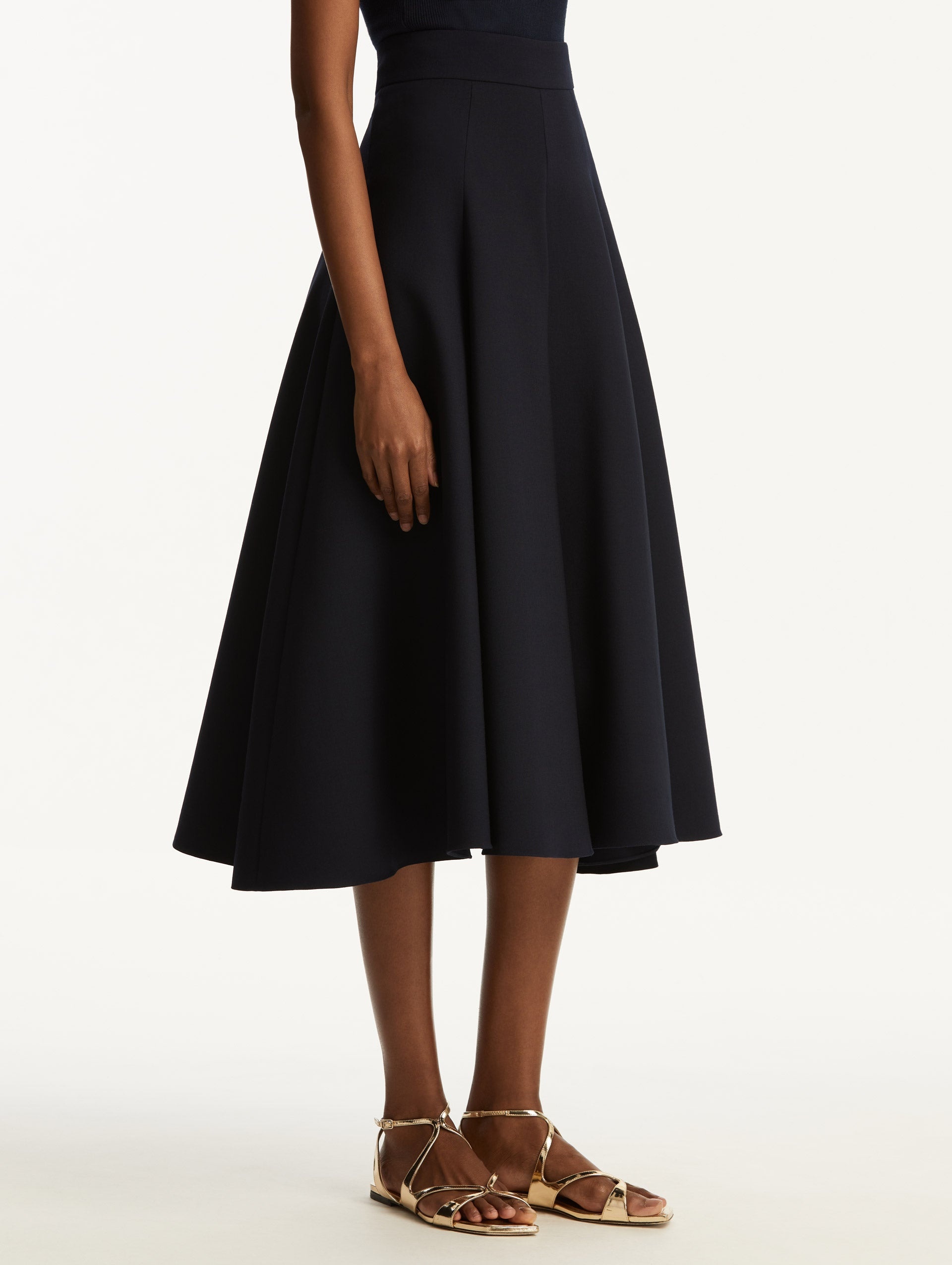 FLARED STRETCH WOOL SKIRT - 5