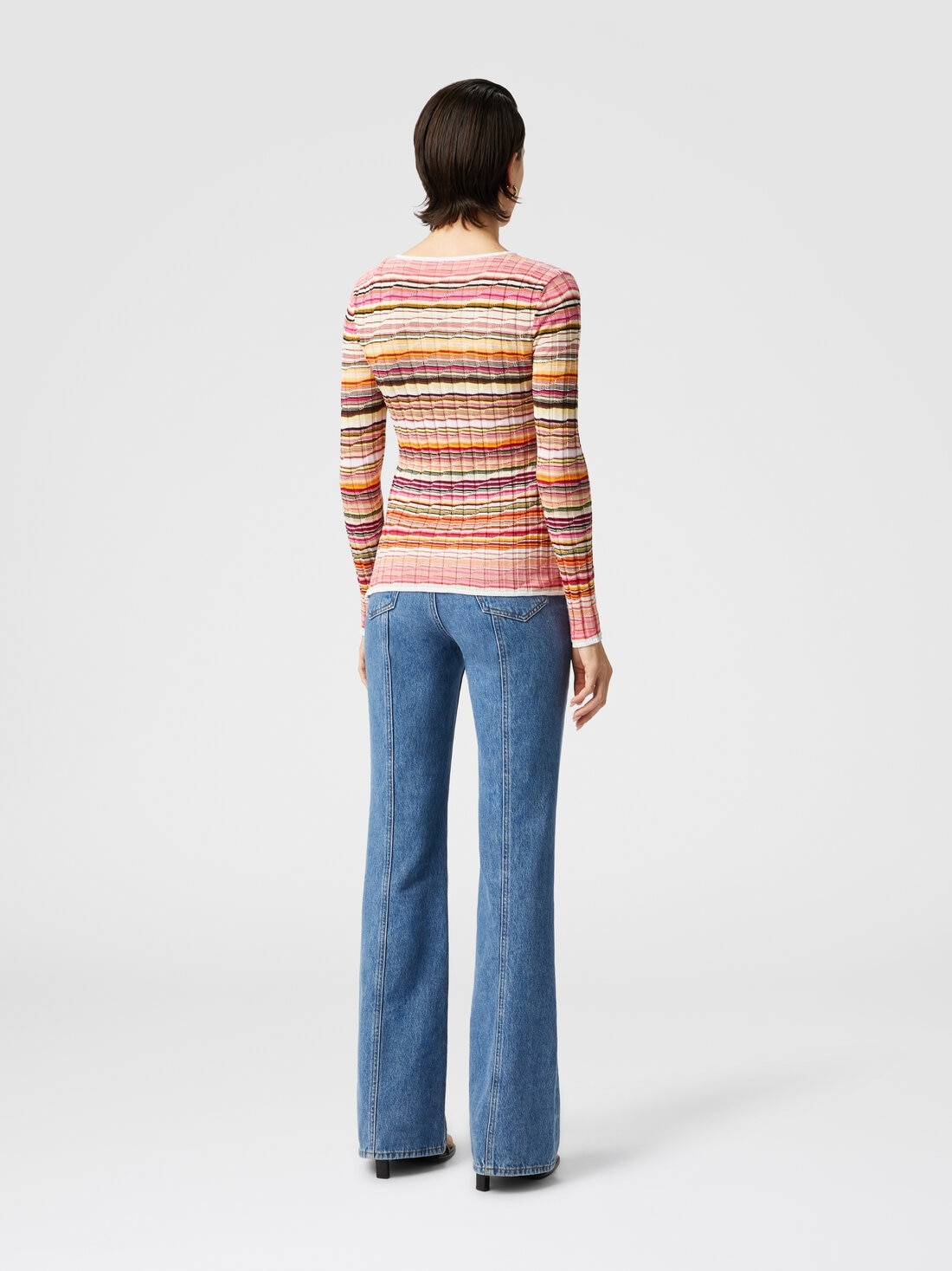 Striped cotton and viscose ribbed sweater with long sleeves - 3