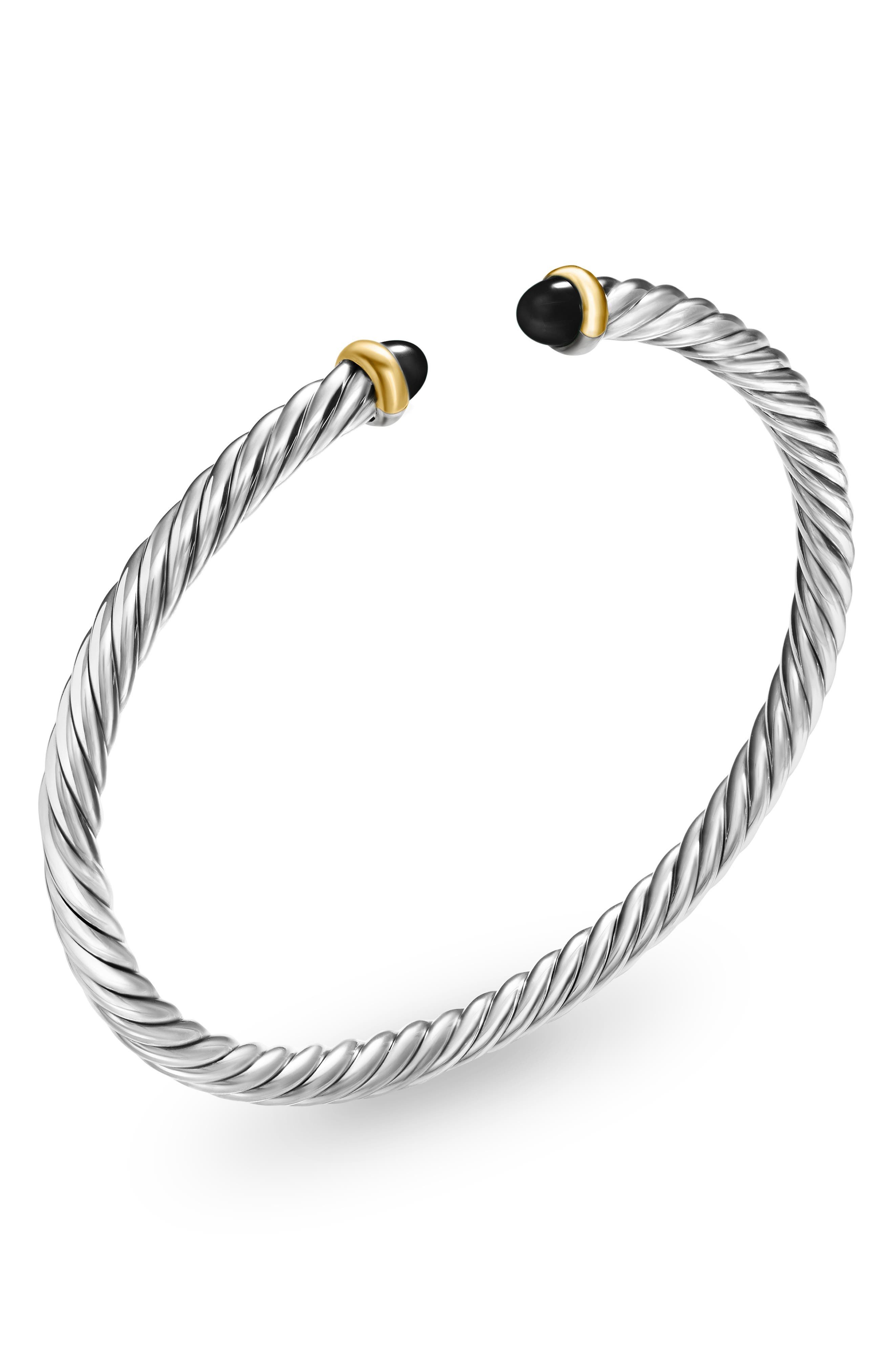 David Yurman Cable Flex Bracelet in Sterling Silver with 14K Yellow Gold, 4mm in Silver/Gold/Black O - 5