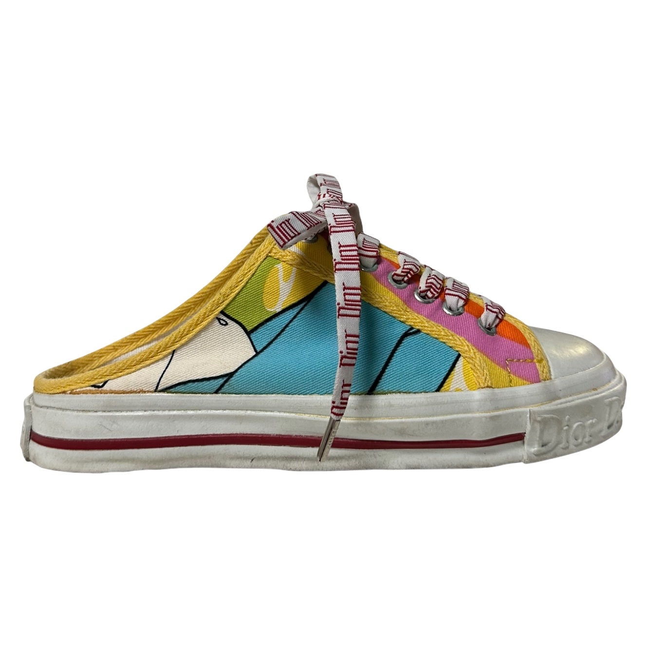 CHRISTIAN DIOR Spring Summer 2002 Cartoon Print Canvas Mule Sneakers - 4