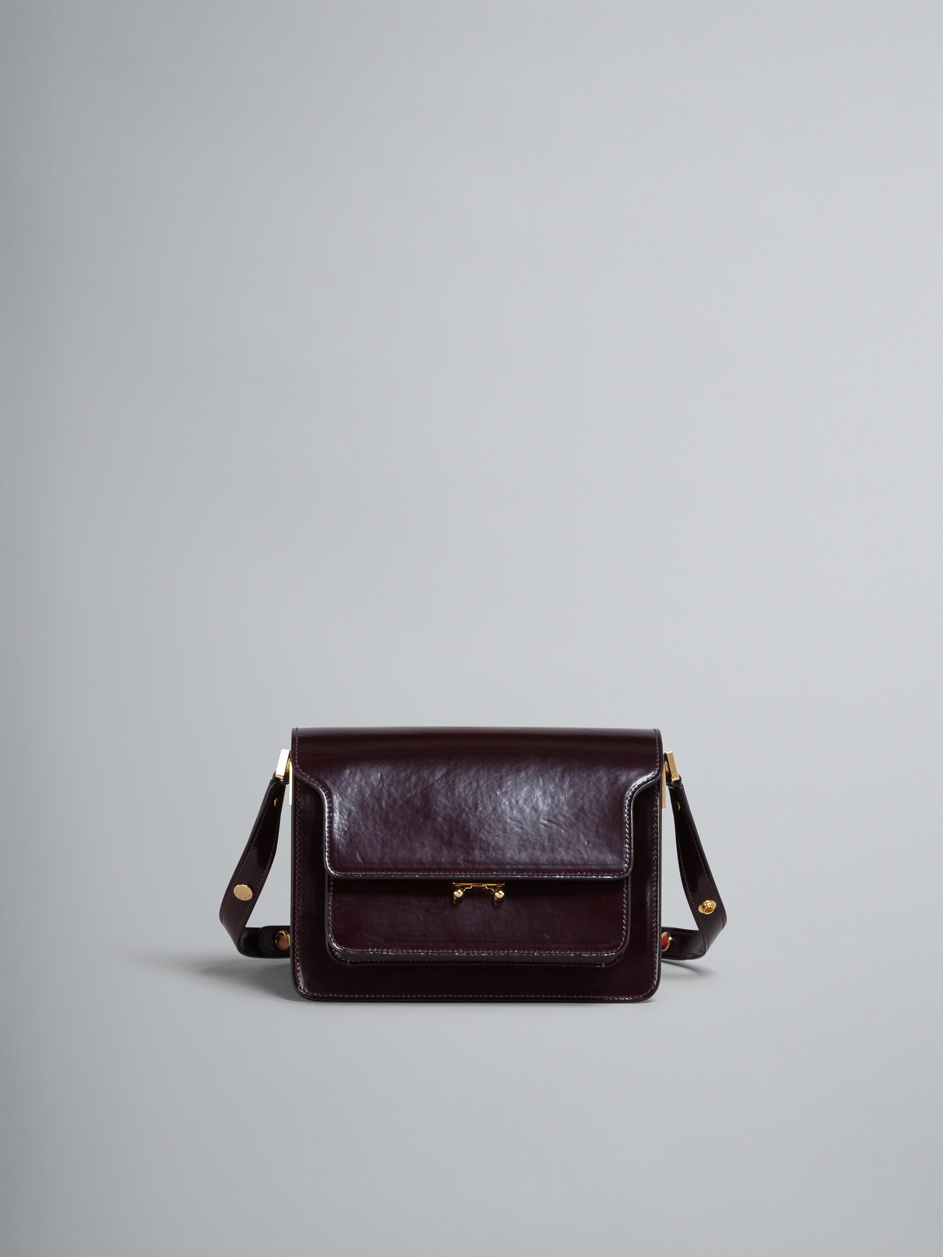 TRUNK MEDIUM BAG IN DARK RED SHINY LEATHER - 1