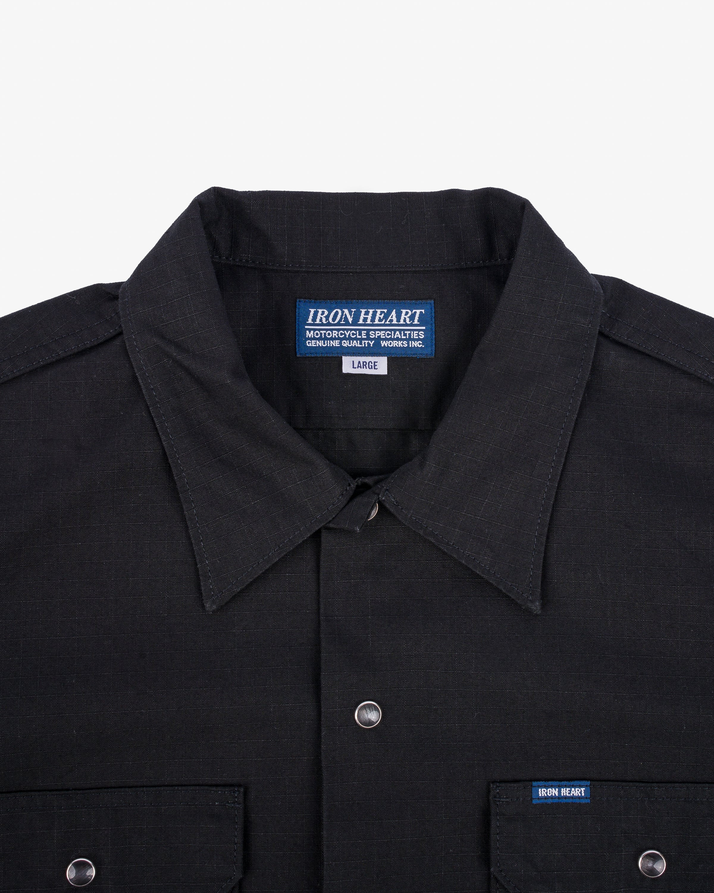 IHSH-415-BLK 8oz Ripstop Short Sleeved Mechanic Shirt - Black - 15