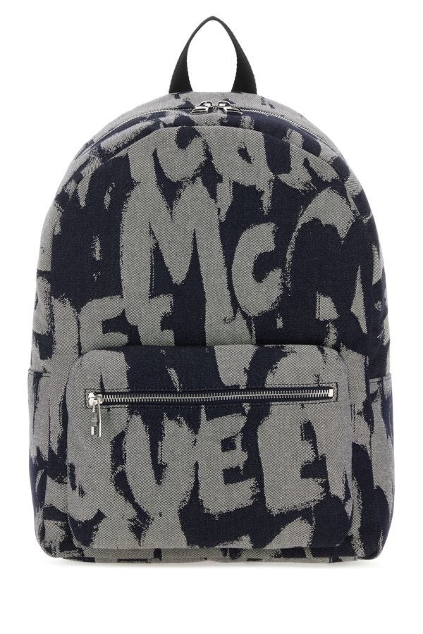 Alexander Mcqueen Man Embroidered Fabric Mcqueen Graffiti Backpack - 1