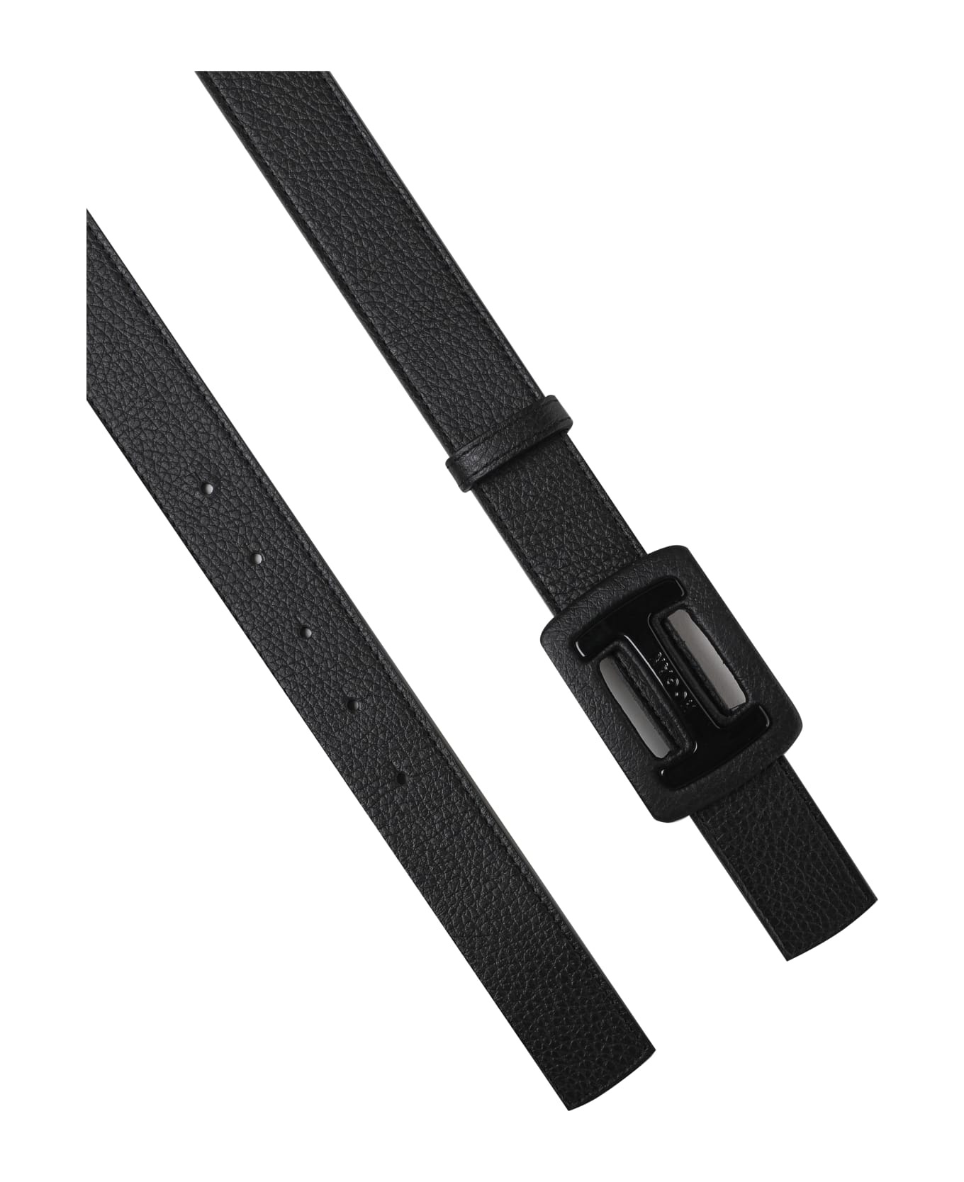 Leather Belt With Rectangular Buckle - 3