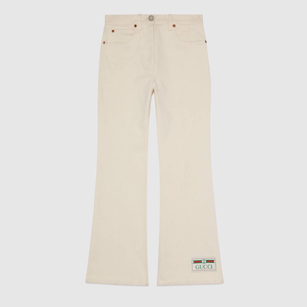 Washed cotton pant with Gucci label - 1