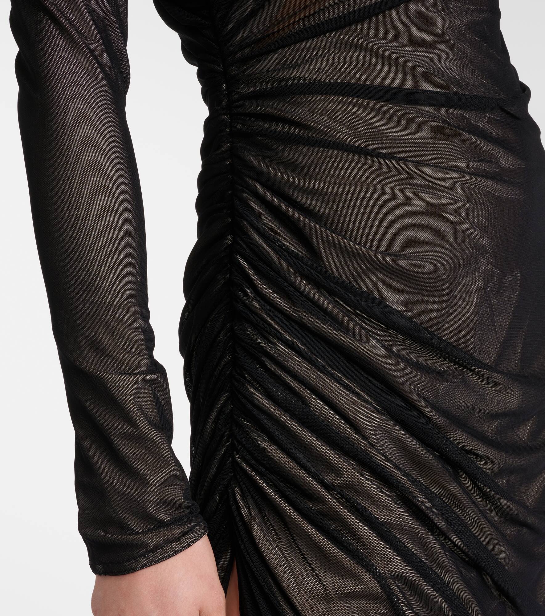 Asymmetrical mesh midi dress - 5