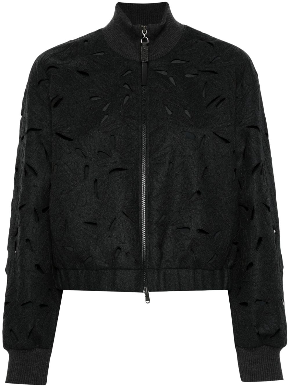 Monili-detail bomber jacket - 1