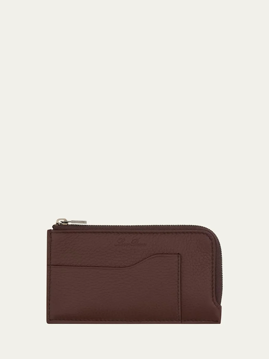 Men's Extra Grained Calfskin Zip Card Holder - 1