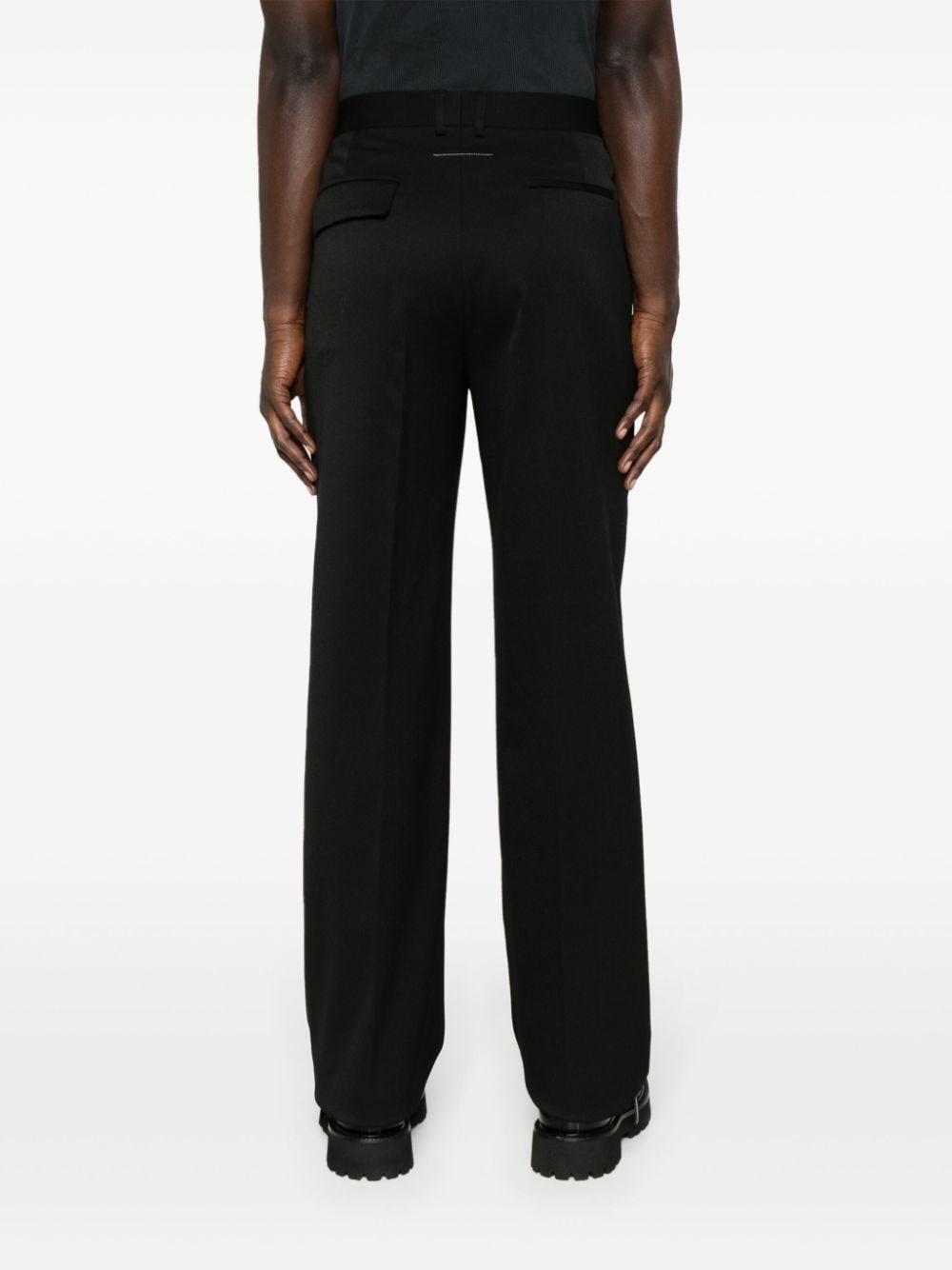 logo-embroidered straight-leg tailored trousers - 4