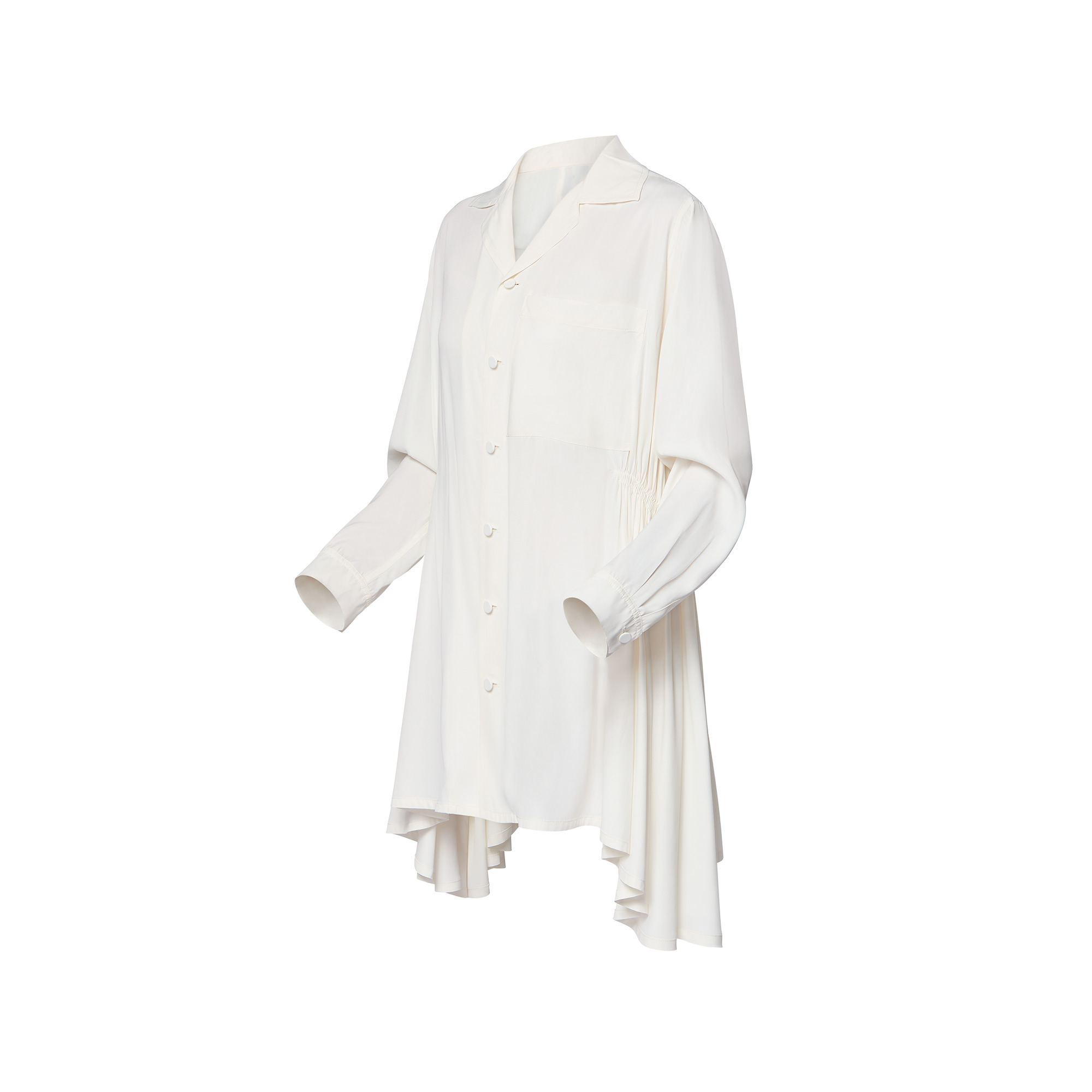 Gathered Waist Twill Shirt Dress - 2