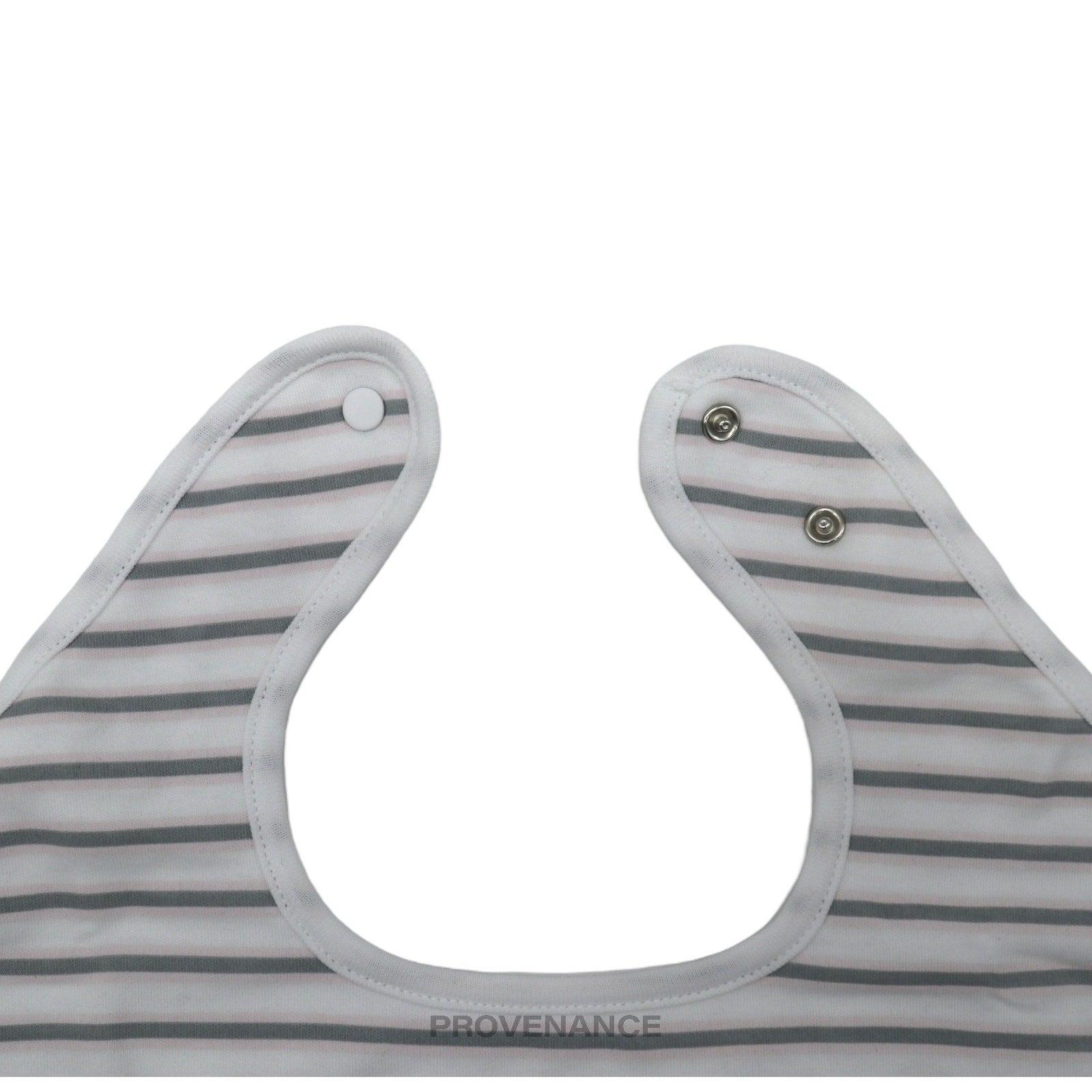 Gucci Logo Baby Infant Bib - White Grey Striped Cotton - 4