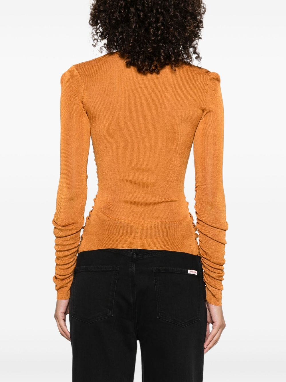V-neck gathered top - 4