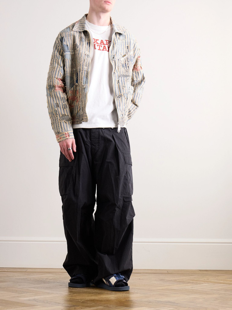 Kapital Jumbo Wide-Leg Cotton-Blend Ripstop Cargo Trousers Black outlook