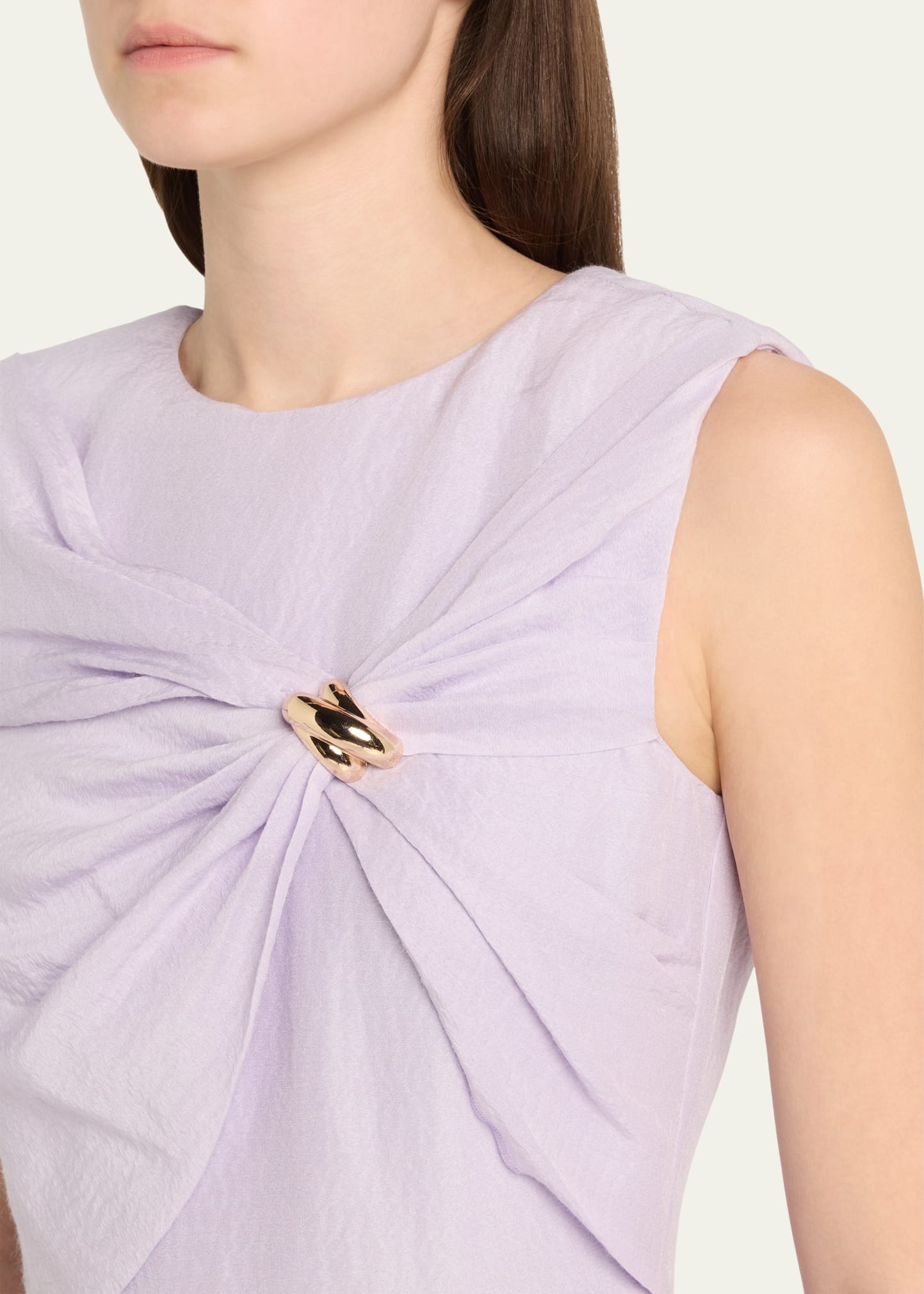 Draped Silk Jacquard Midi Dress - 5
