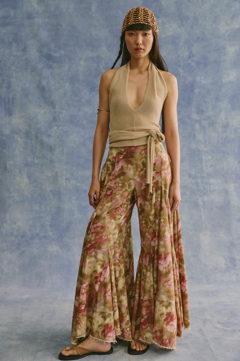 Fallen Star Printed Wide-Leg Pants - 1