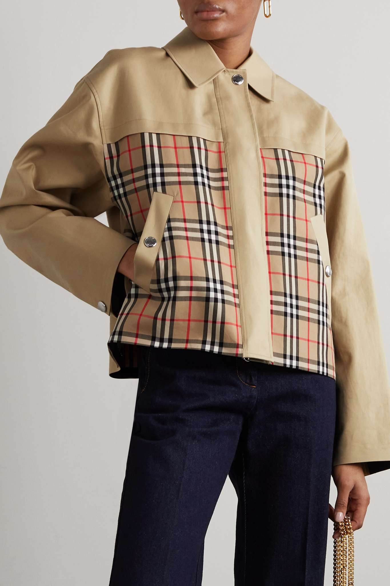 Paneled checked cotton-gabardine jacket - 3