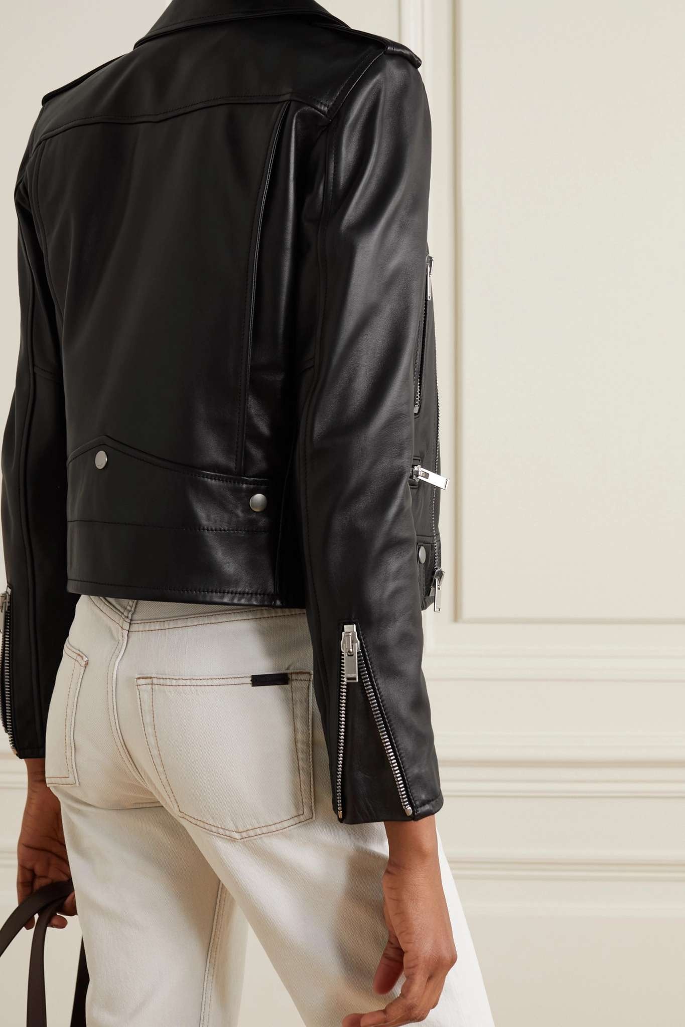 Leather biker jacket - 3