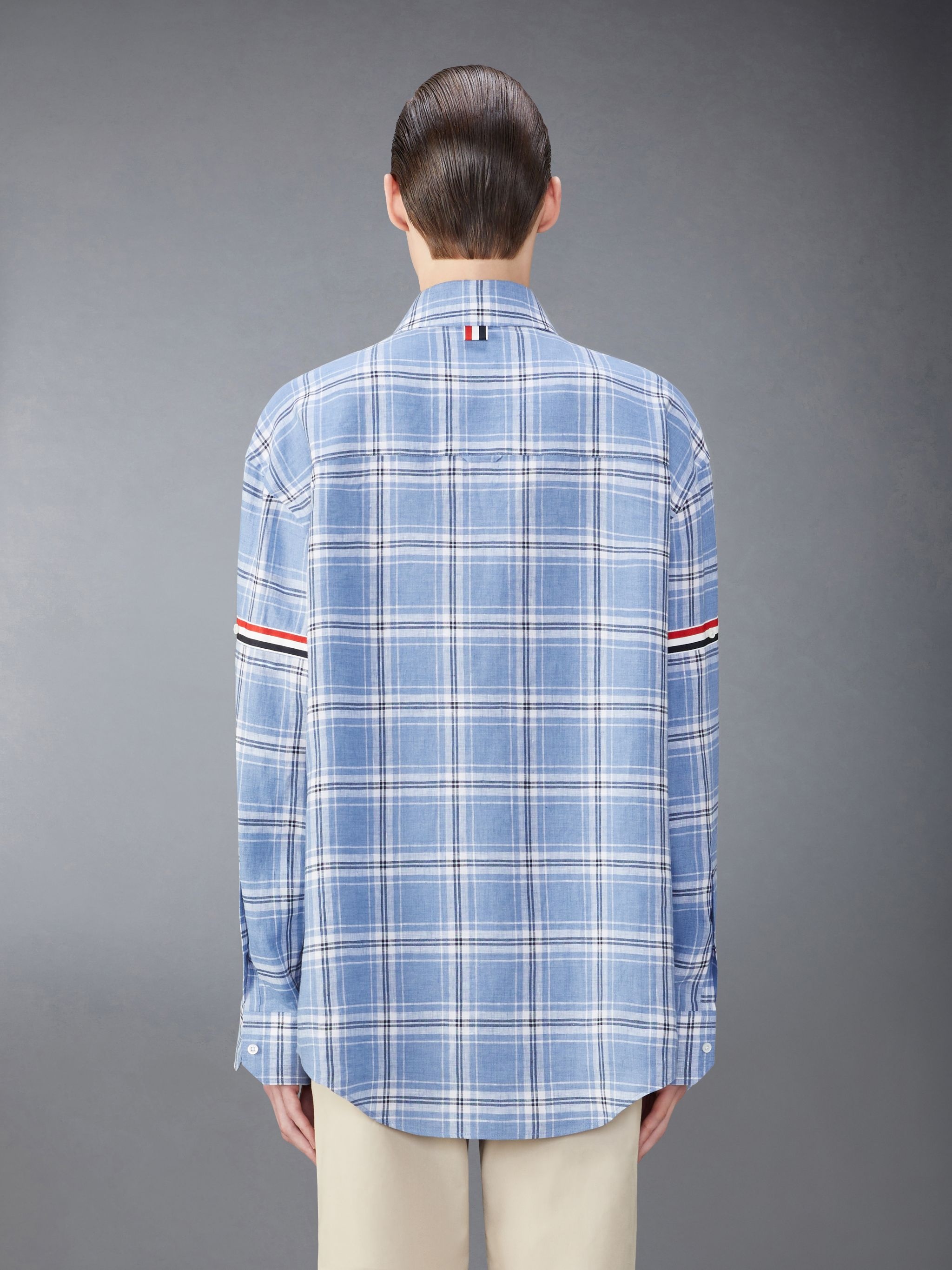 RWB stripe checked linen shirt - 2