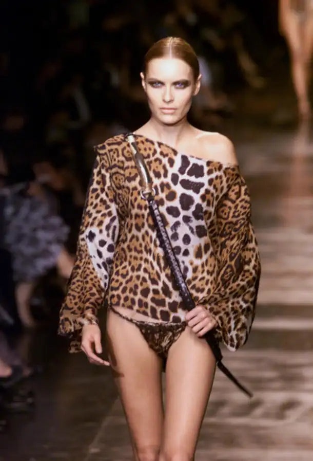 Yves Saint Laurent Rive Gauche Spring 2002 Tom Ford Iconic Runway Leopard/ Cheetah Print Oversized S - 2
